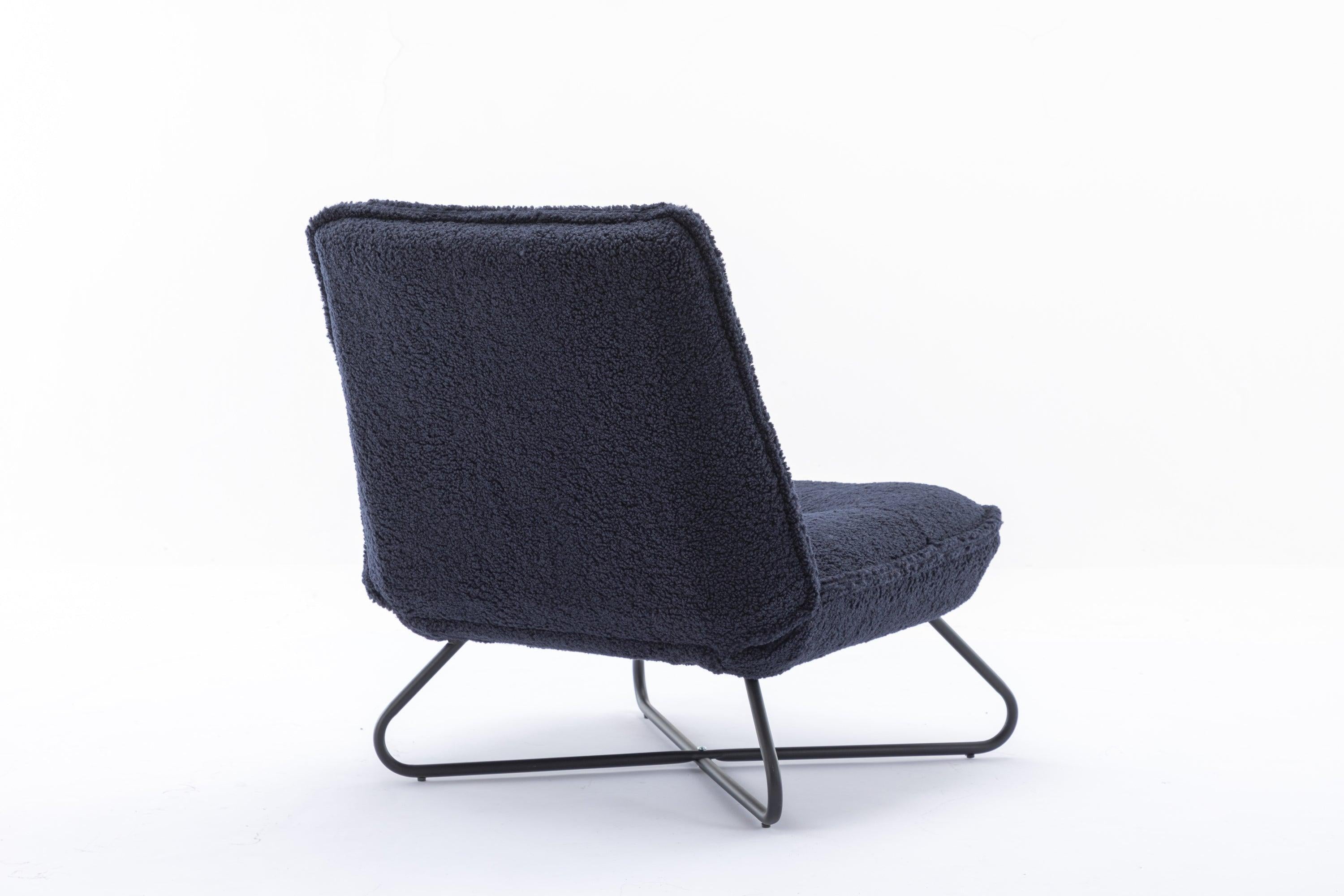 Modern Teddy Fabric Accent Armless Chair For Living room Indoor,Dark blue