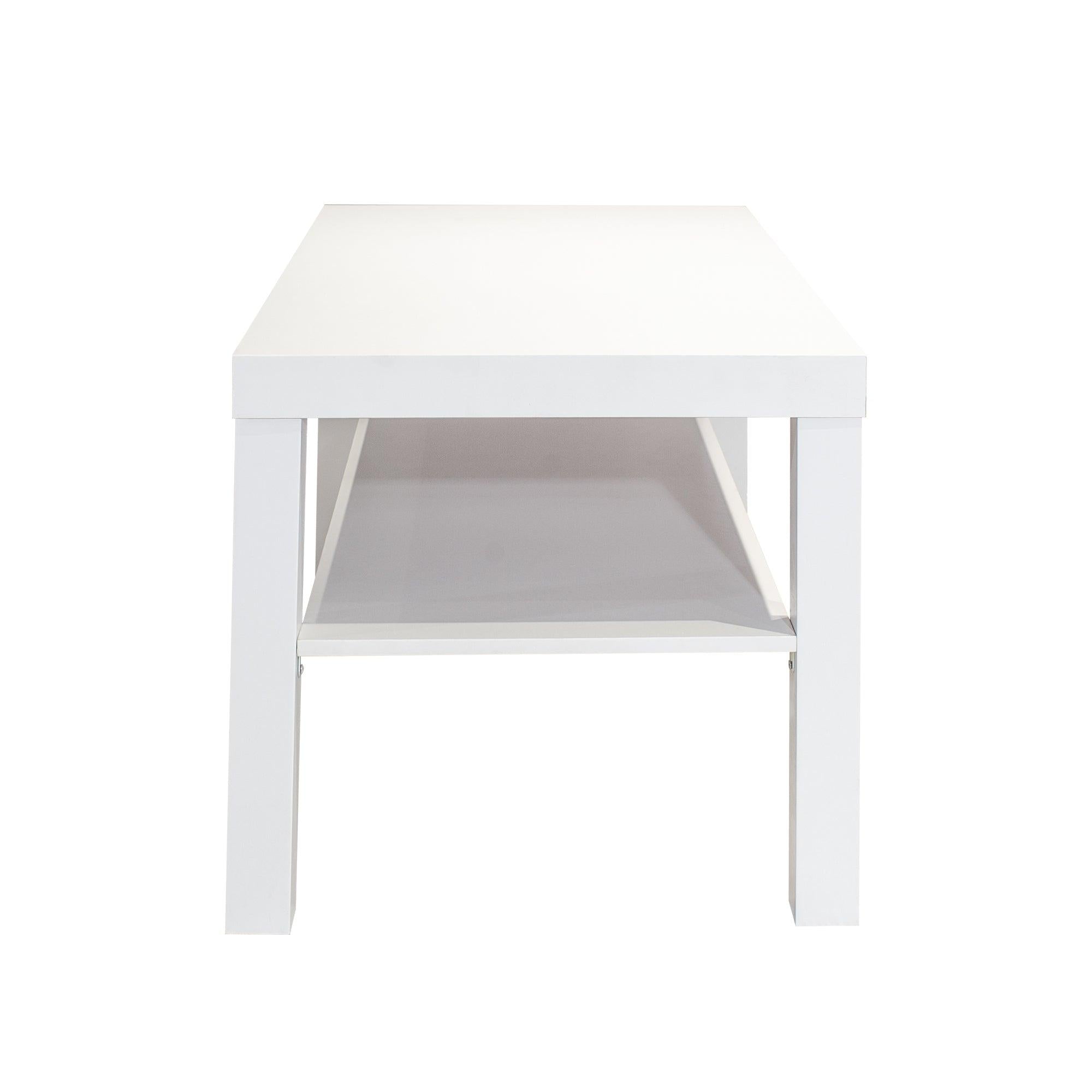 White Wooden 2-Tier Coffee Table withStorage Shelf, Sofa Center Table for Living Room, Home, Office