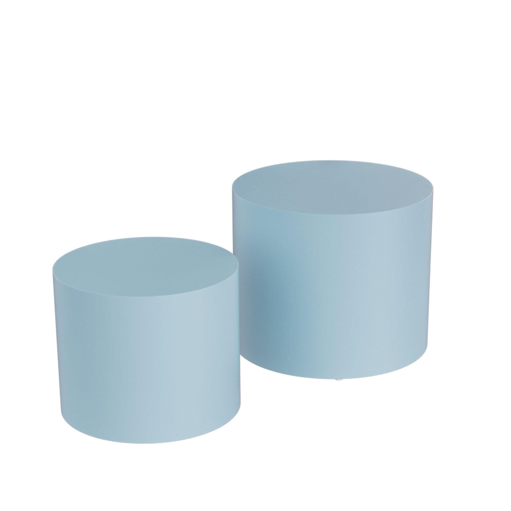 Nesting table set of 2 MDF Side Table Round Shape Blue image