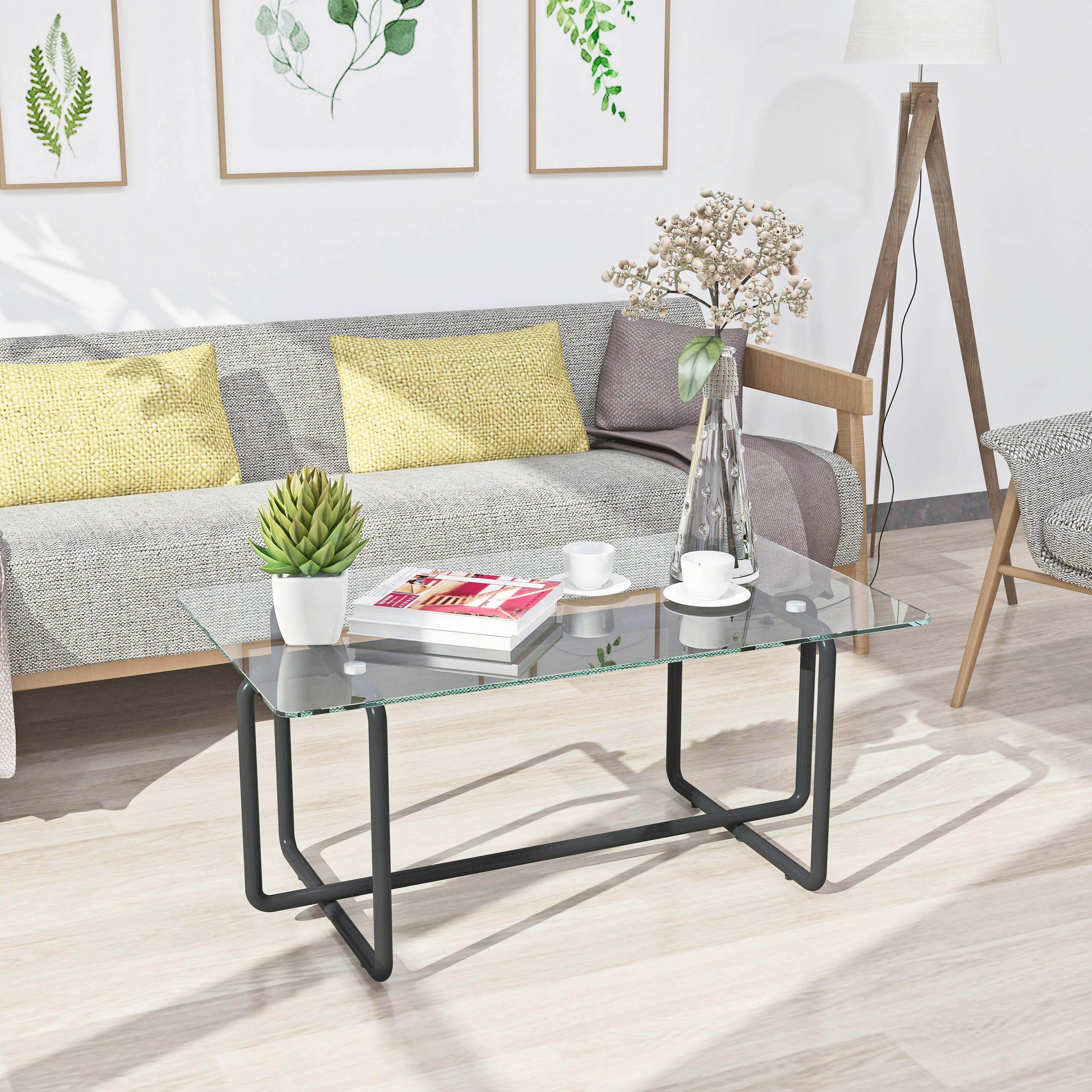 Modern Tempered Glass Tea Table Coffee Table, Table for Living Room,Transparent image