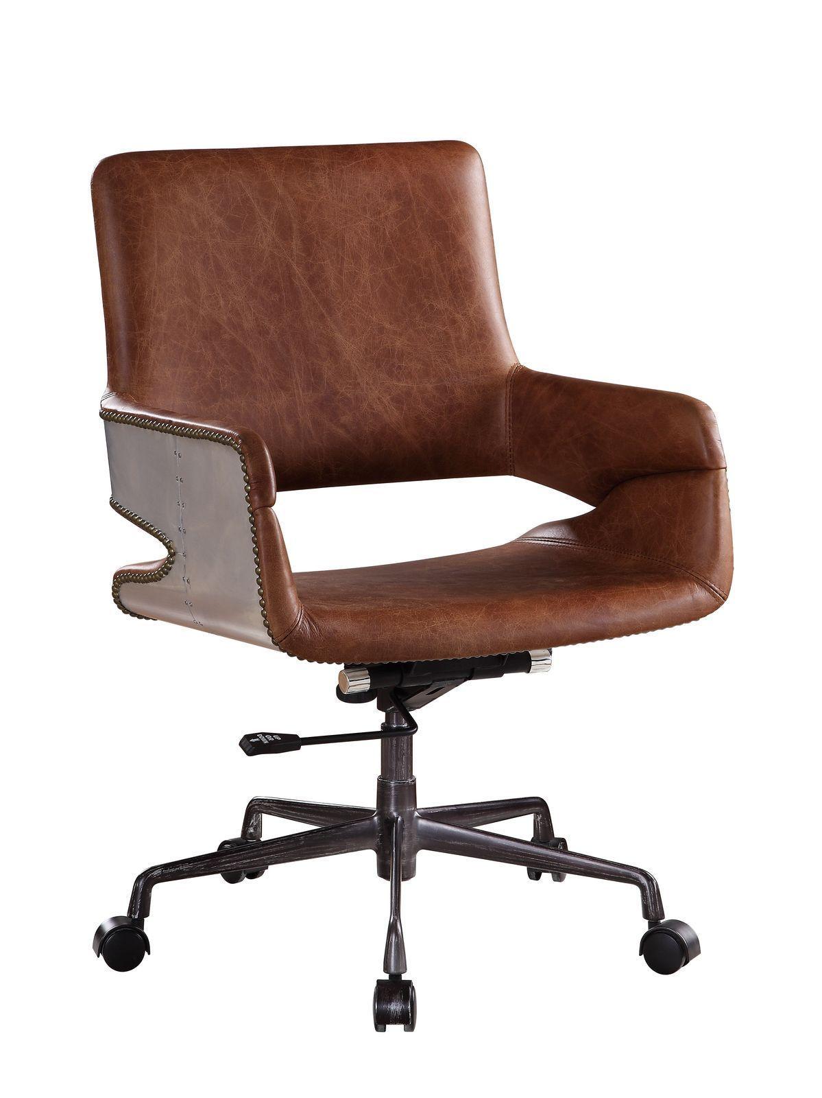 ACME Kamau Office Chair, Vintage Cocoa Top Grain Leather 92567