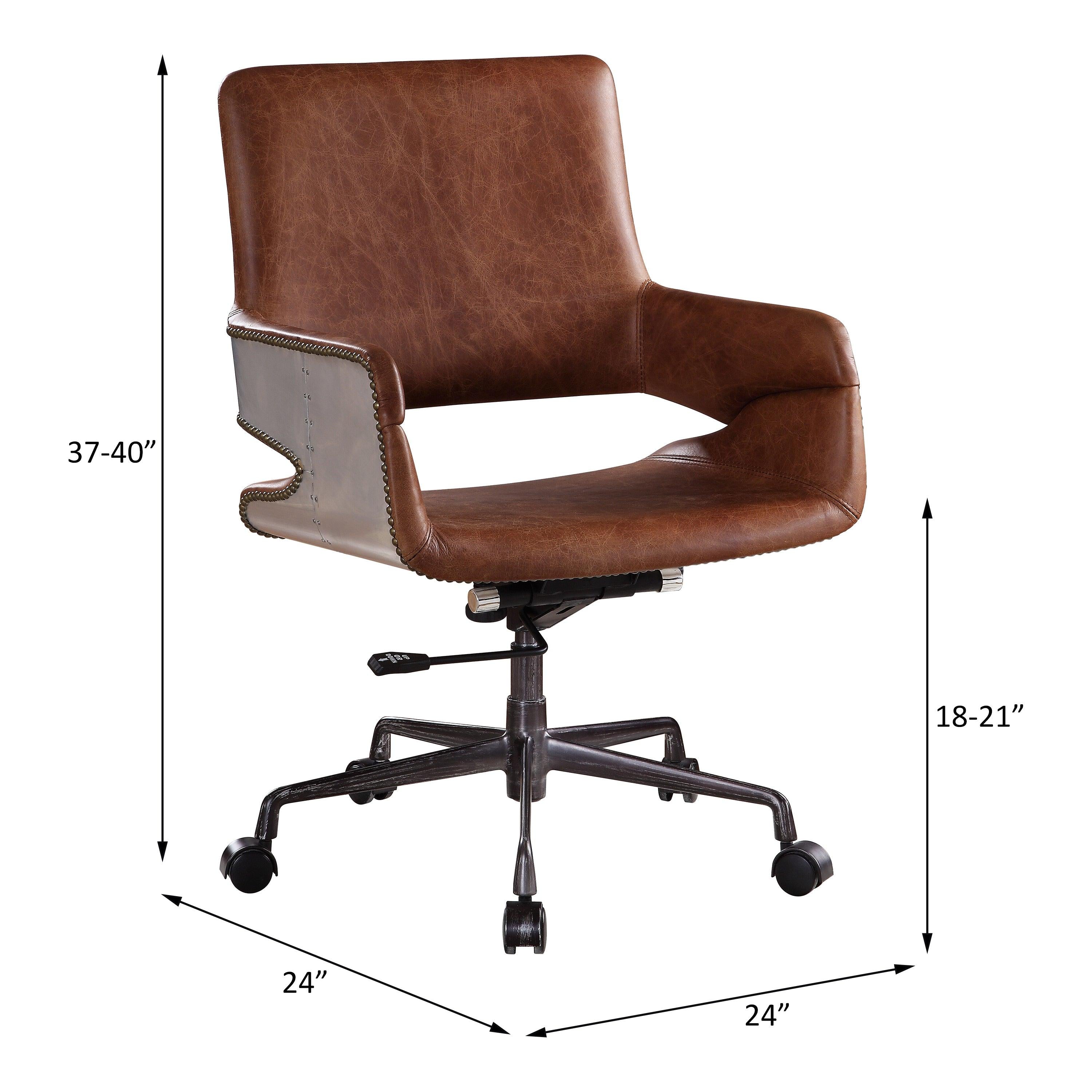 ACME Kamau Office Chair, Vintage Cocoa Top Grain Leather 92567