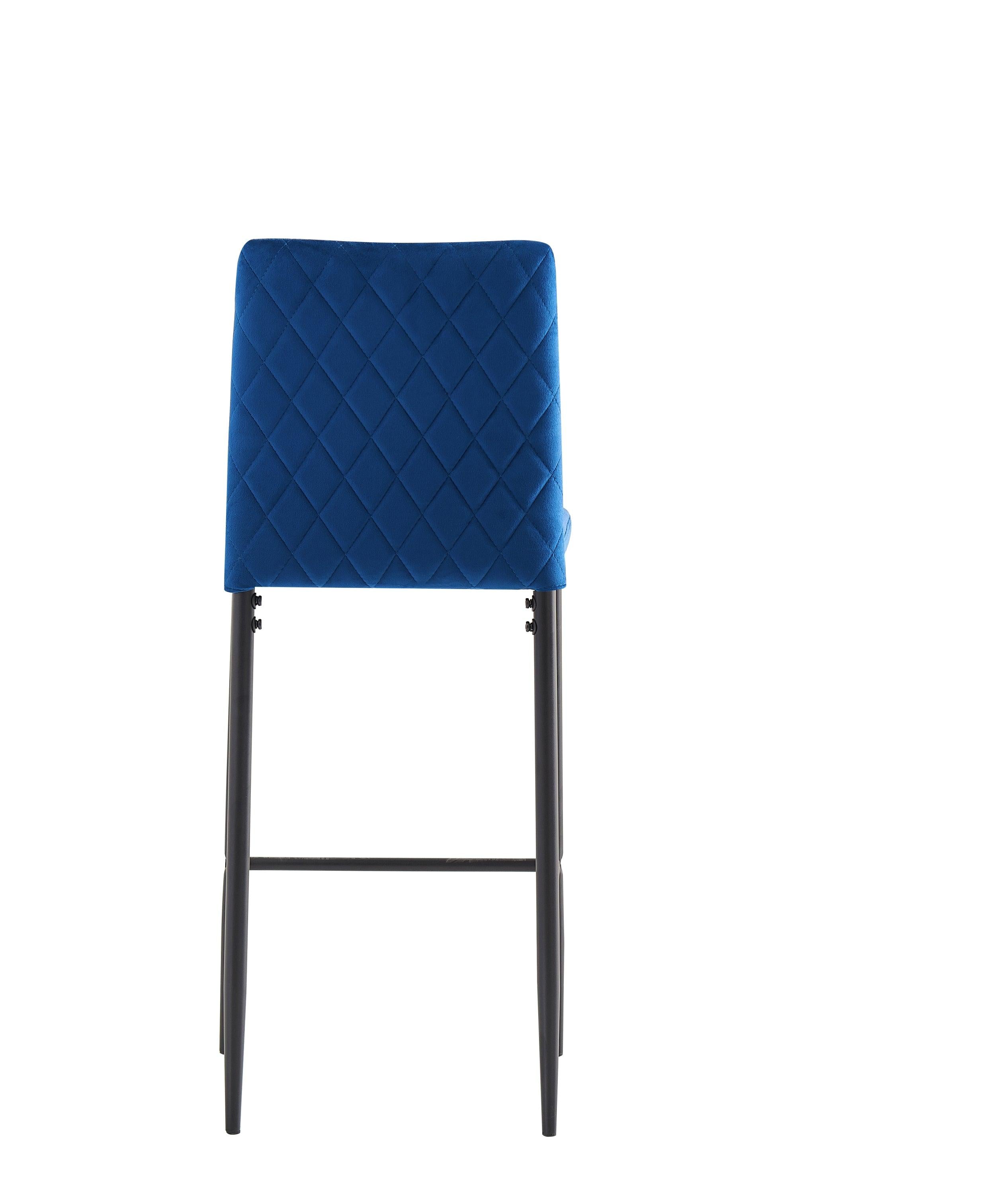 Blue bar stool, velvet stool,Modern bar chair, bar stool with metal legs, kitchen stool, dining chair, 2-piece set