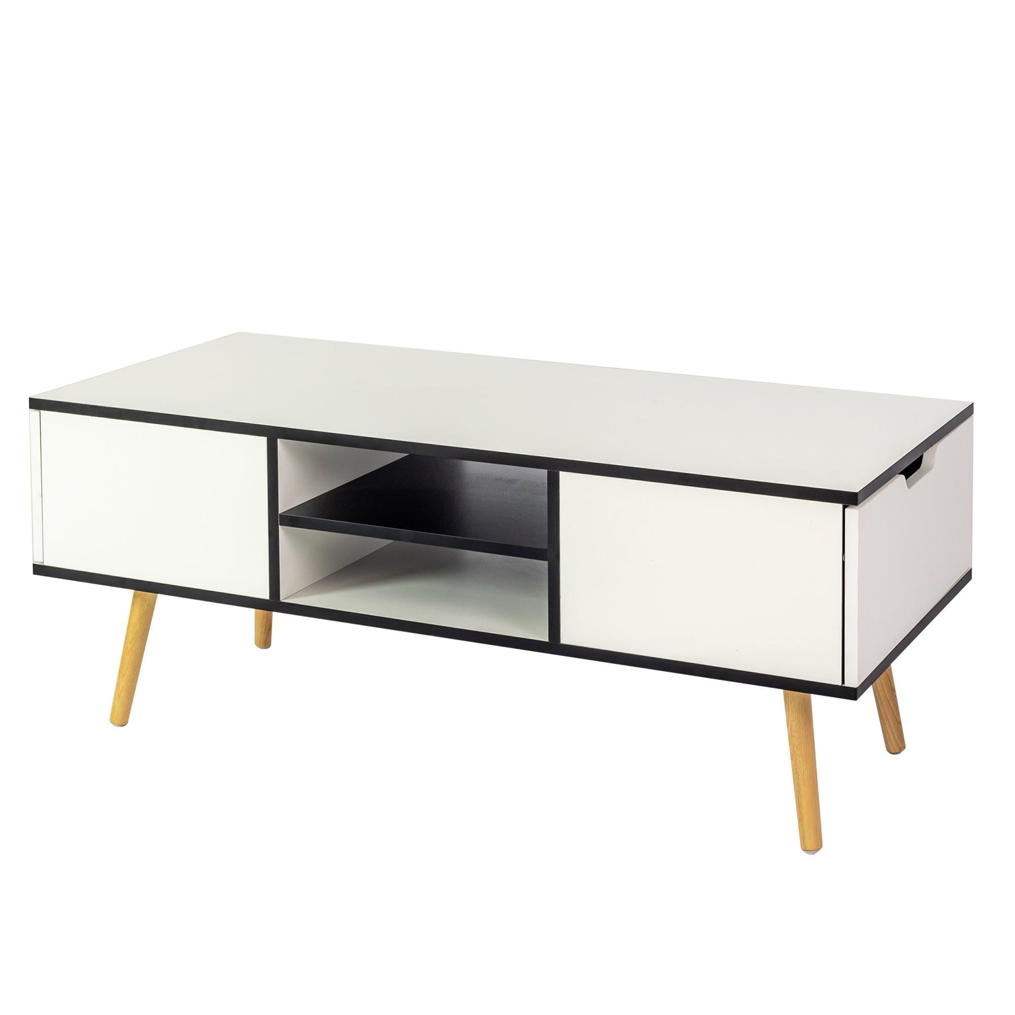 COFFEE TABLE,computer table,  white color,solid wood legs support, bigStorage space,for Dining Room, Kitchen, Small Spaces,Wooden legs and white