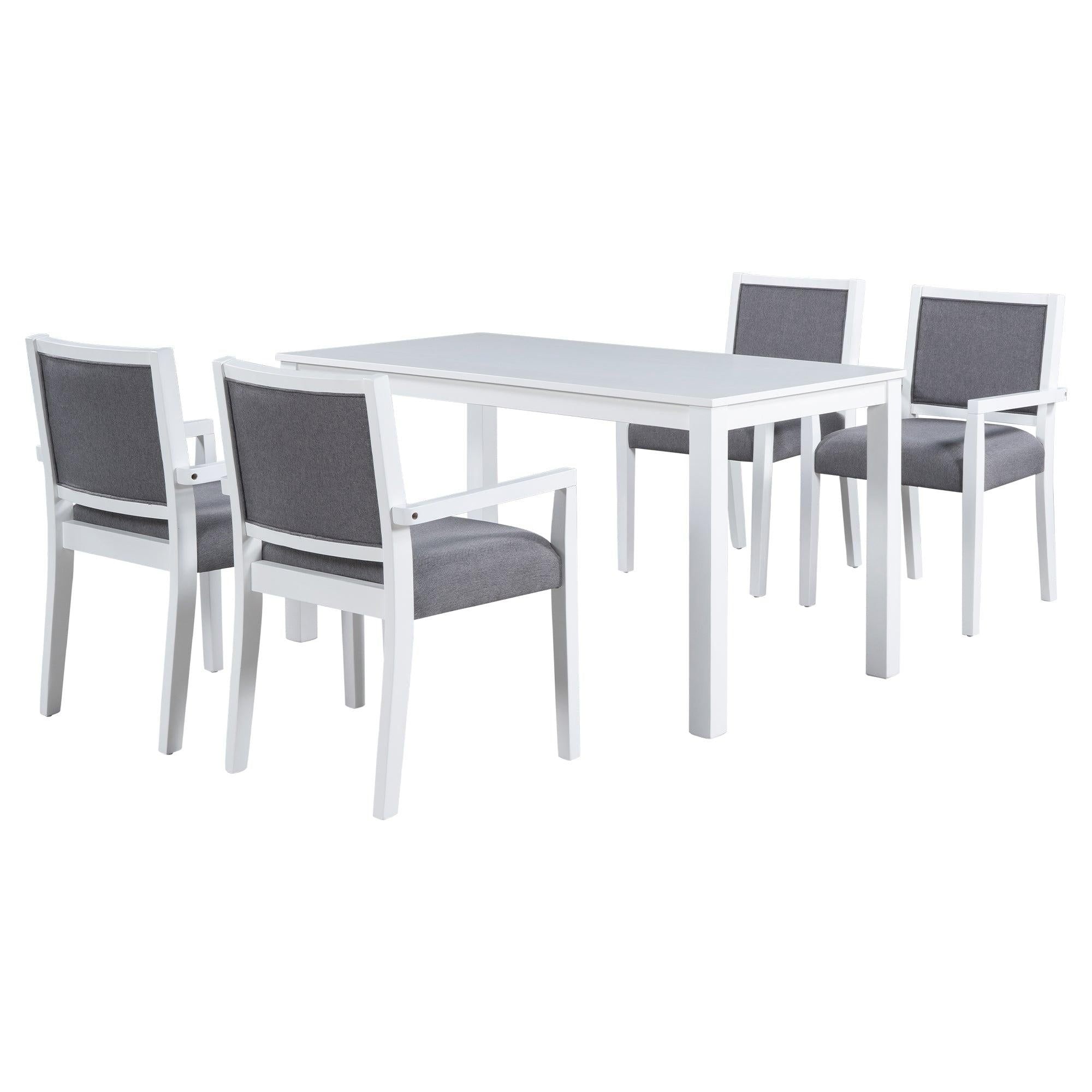 Wood 5-Piece Dining Table Set with 4 Arm Upholstered Dining Chairs,Gray