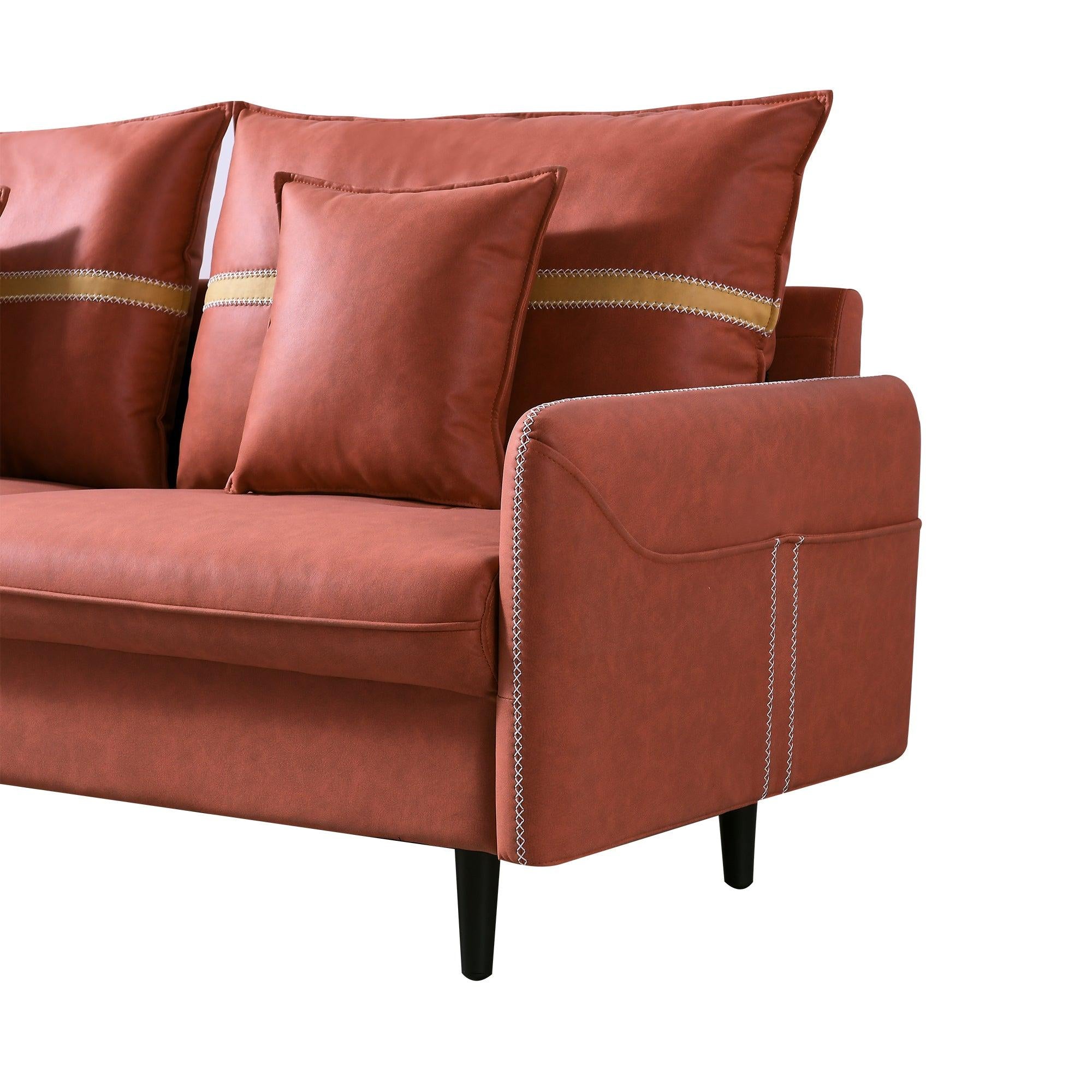 3-Seat Sofa Couch, Mid-Century  Tufted Love Seat for Living Room, Bedroom, Bedroom,  2 Pillows Included,
three-seater sofa