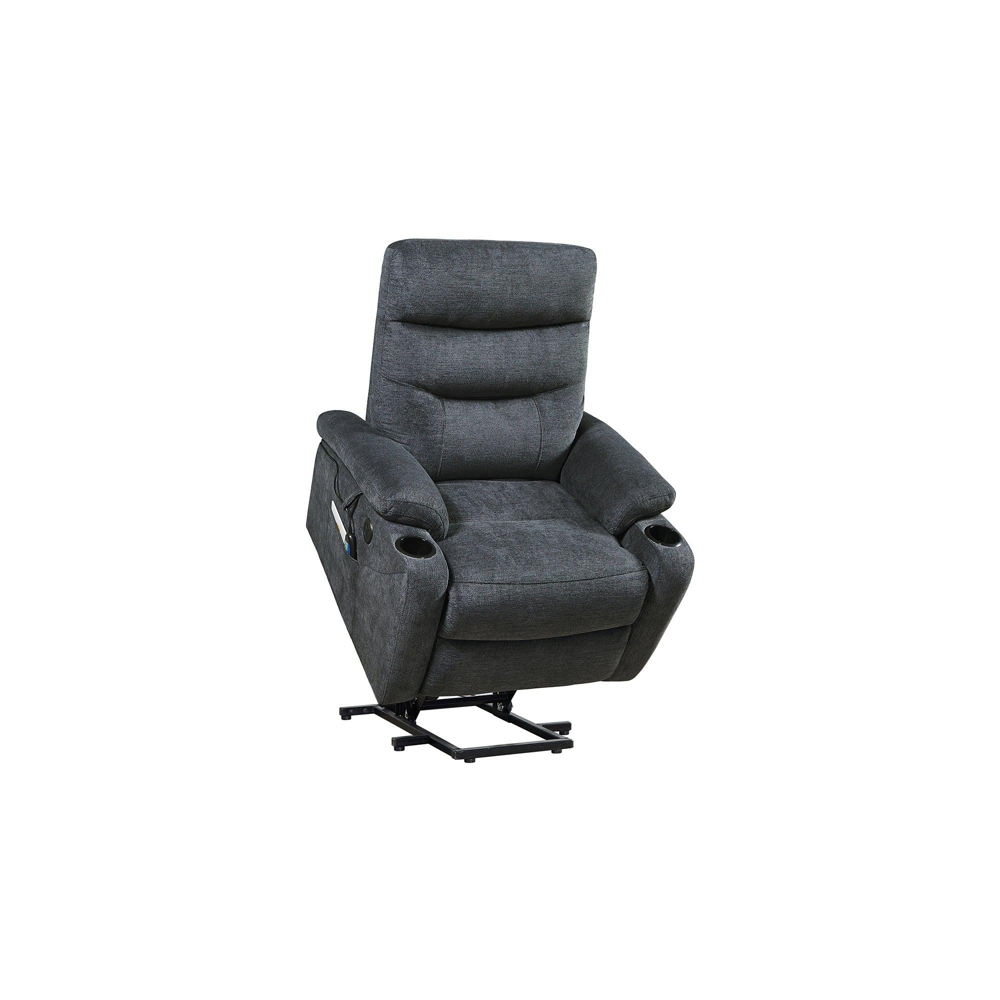 Electric Power Lift Recliner Chair  with Massage and Heat for Elderly, 3 Positions, 2 Side Pockets, Cup Holders, USB Charge Ports, High-end  Quality Cloth Power Reclining Chair For Living Room.