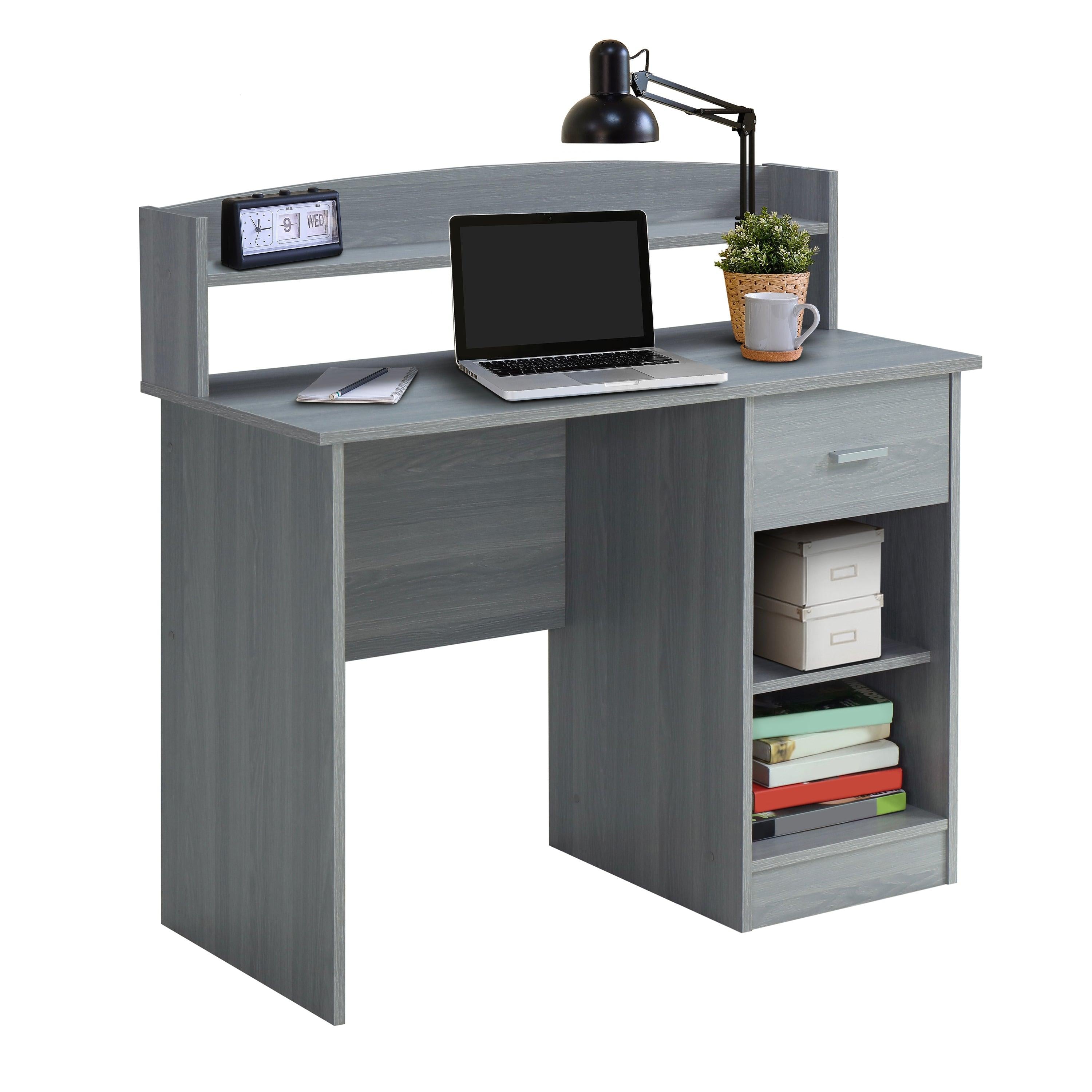 Techni MobiliModern Office Desk with Hutch, Grey