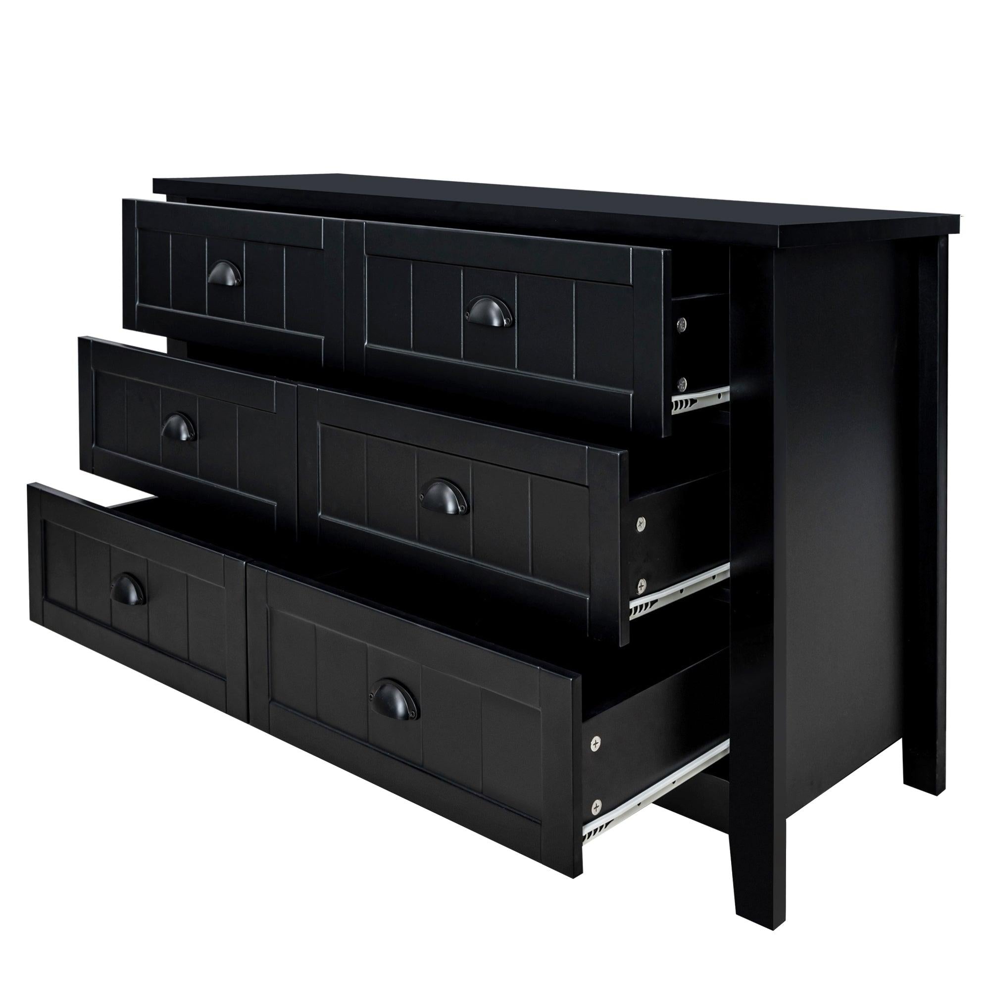 DRAWER DRESSER CABINET，BAR CABINET, storge cabinet, lockers, retro shell-shaped handle, can be placed in the living room, bedroom, dining room,black