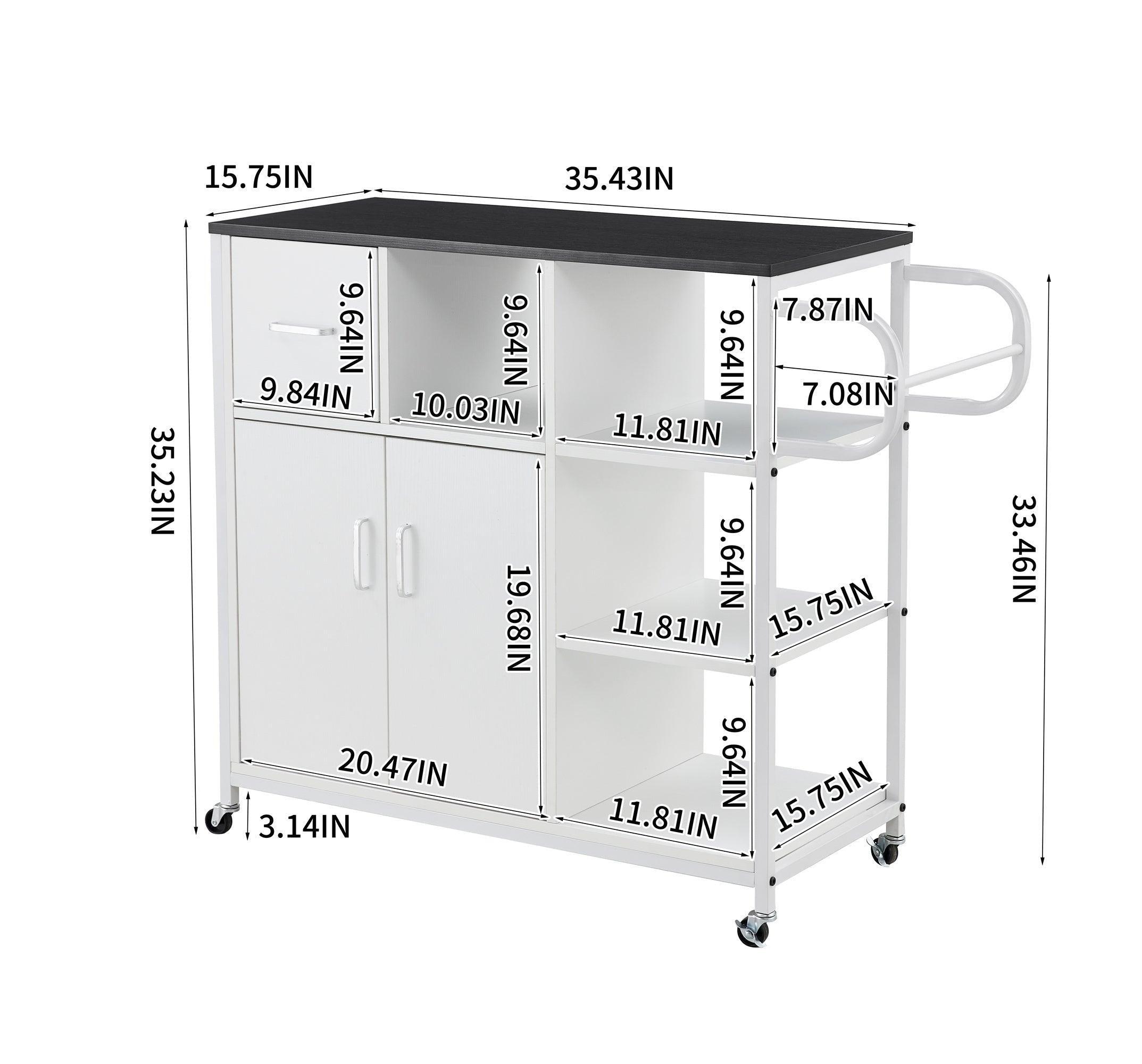 KITCHStorage cabinet WHITE-Black, move with roller..