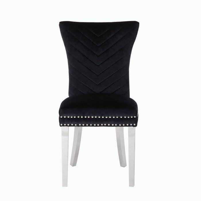 Eva 2 Piece Stainless Steel Legs Chair Finish with Velvet Fabric in Black