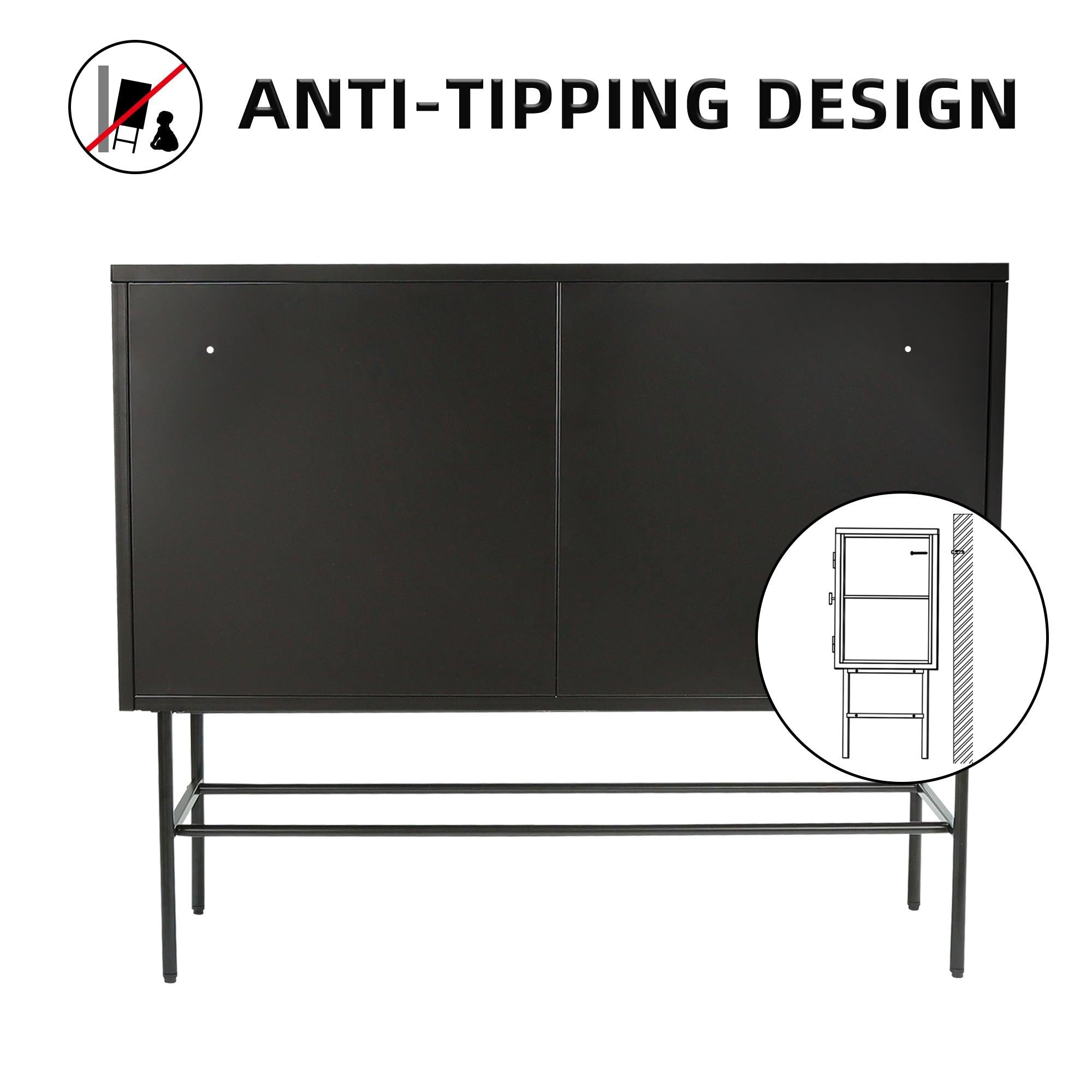 Retro Style Console Table SimpleModern SideboardStorage Cabinet  with Detachable Wide Shelves for Entryway Living Room Bathroom Dining Room(BLACK)+B70608