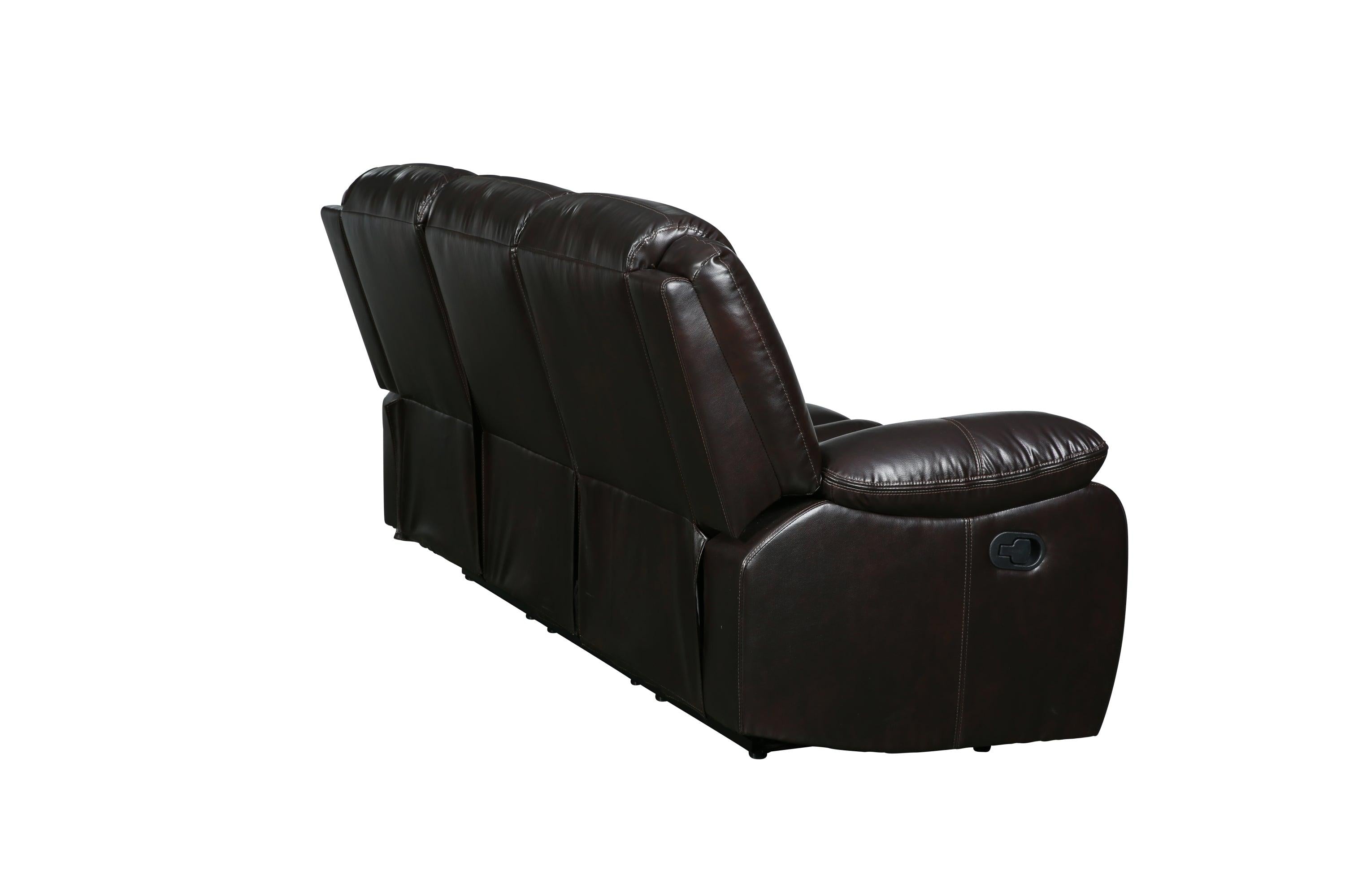 Global United Transitional Leather-Air Reclining Sofa