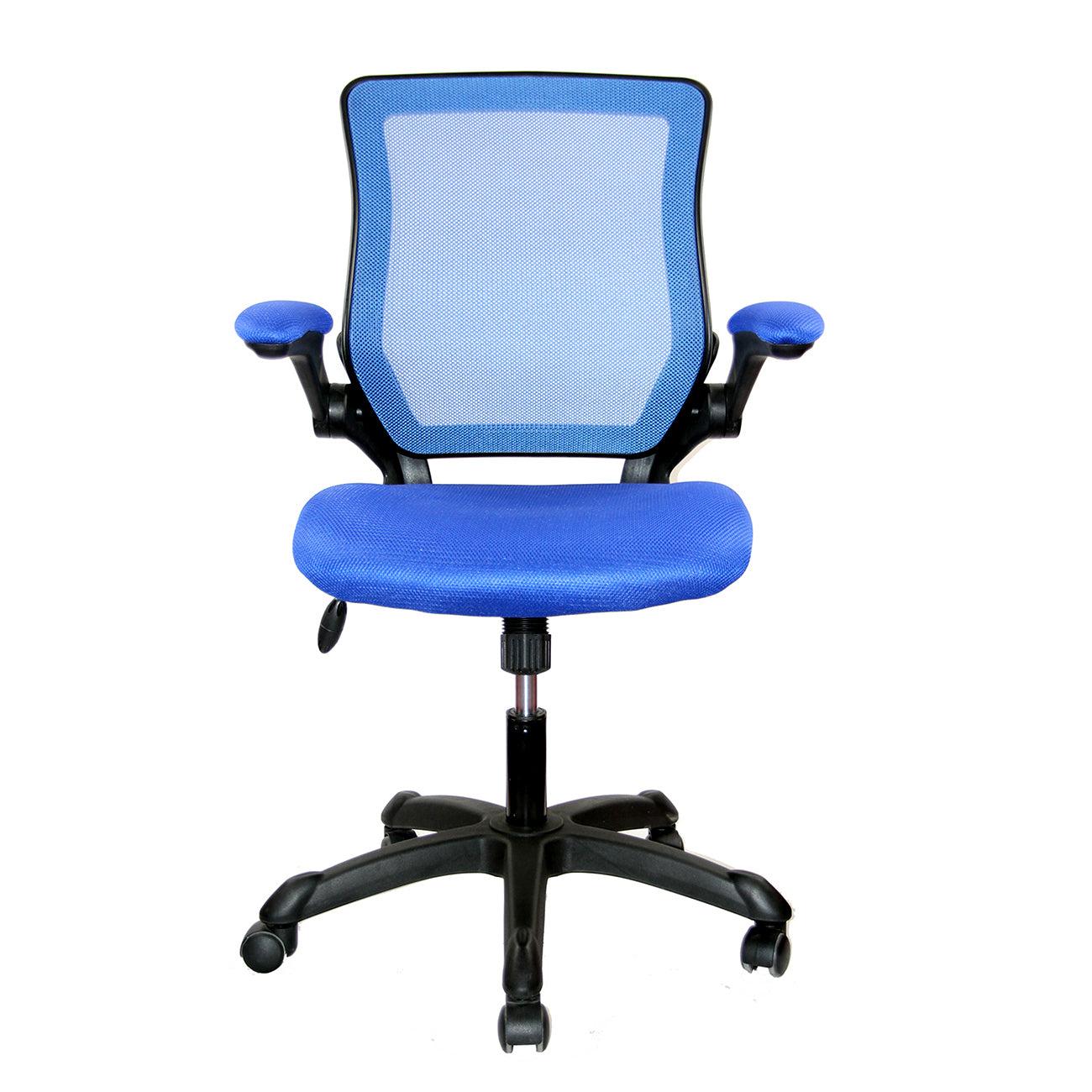 Techni Mobili Mesh Task Office Chair with Flip Up Arms, Blue