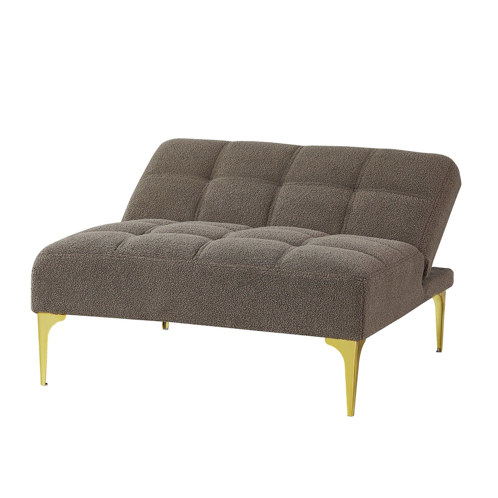 Convertible sofa bed single chair futon with ld metal legs teddy fabric (Taupe)