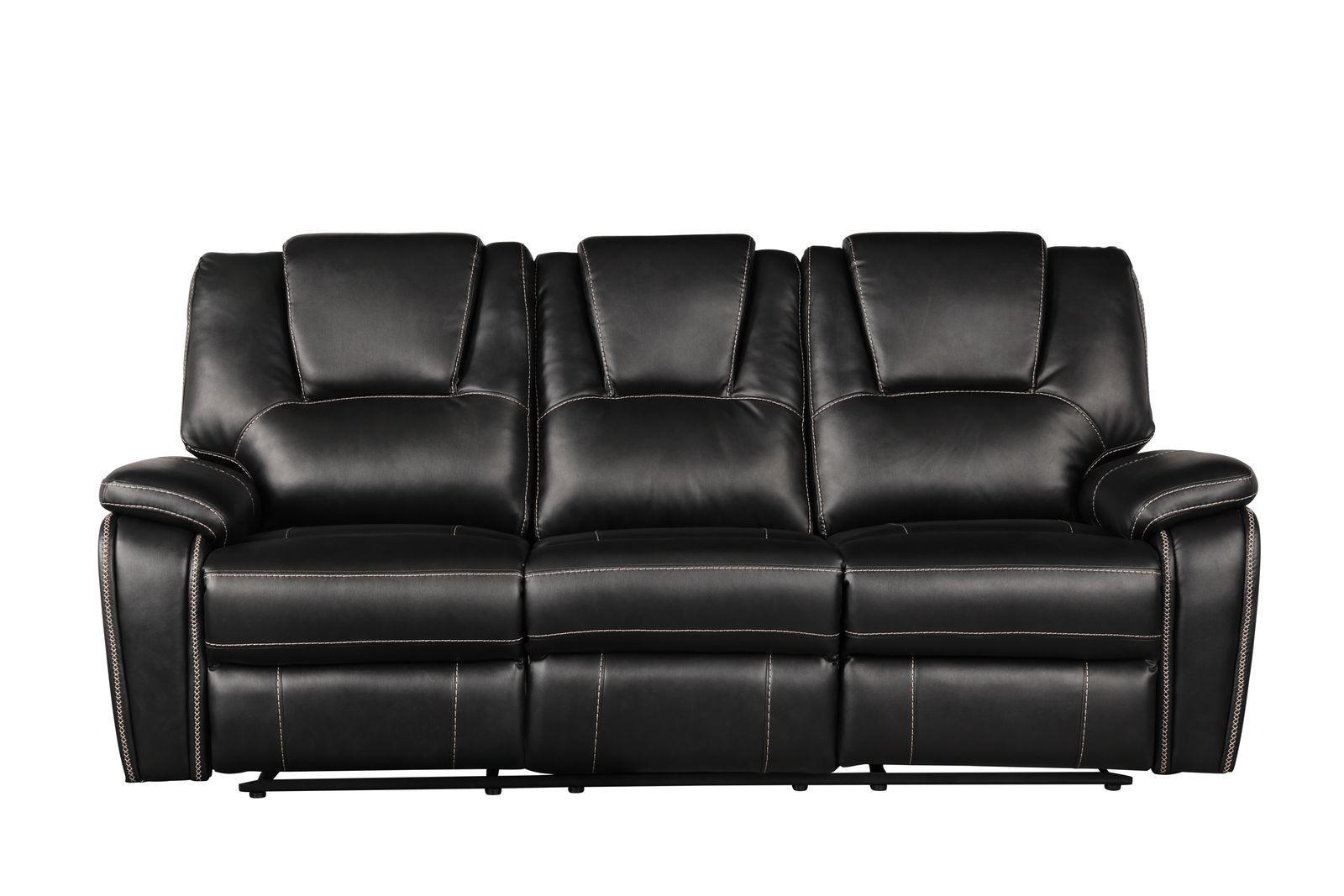 Hong Kong Power Reclining Sofa made with Faux Leather in Black image