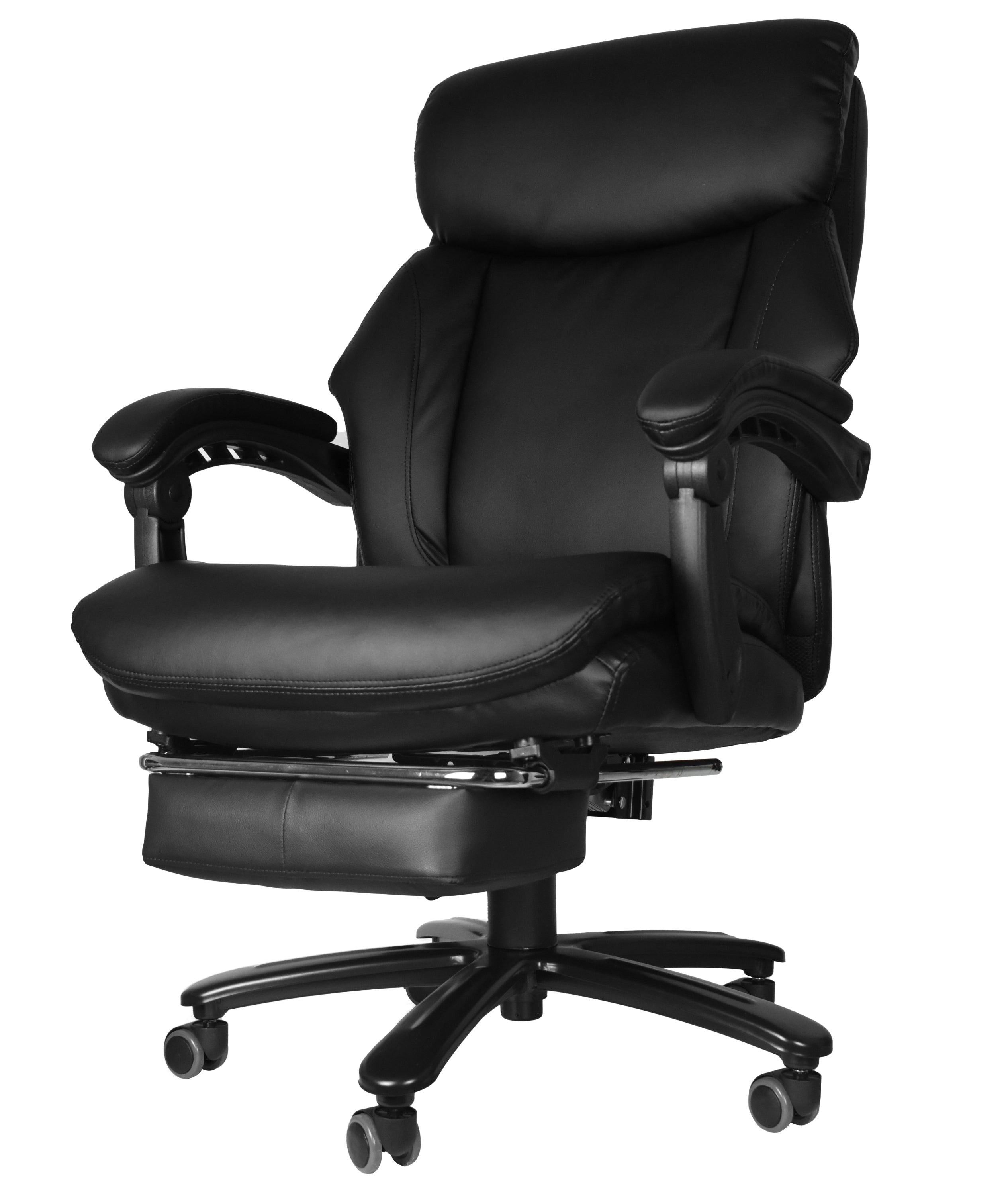 High Back Office  Chair with High Quality PU Leather, Soft Cushion and Footrest, Tilt Function Max 130°,400lbs,Black