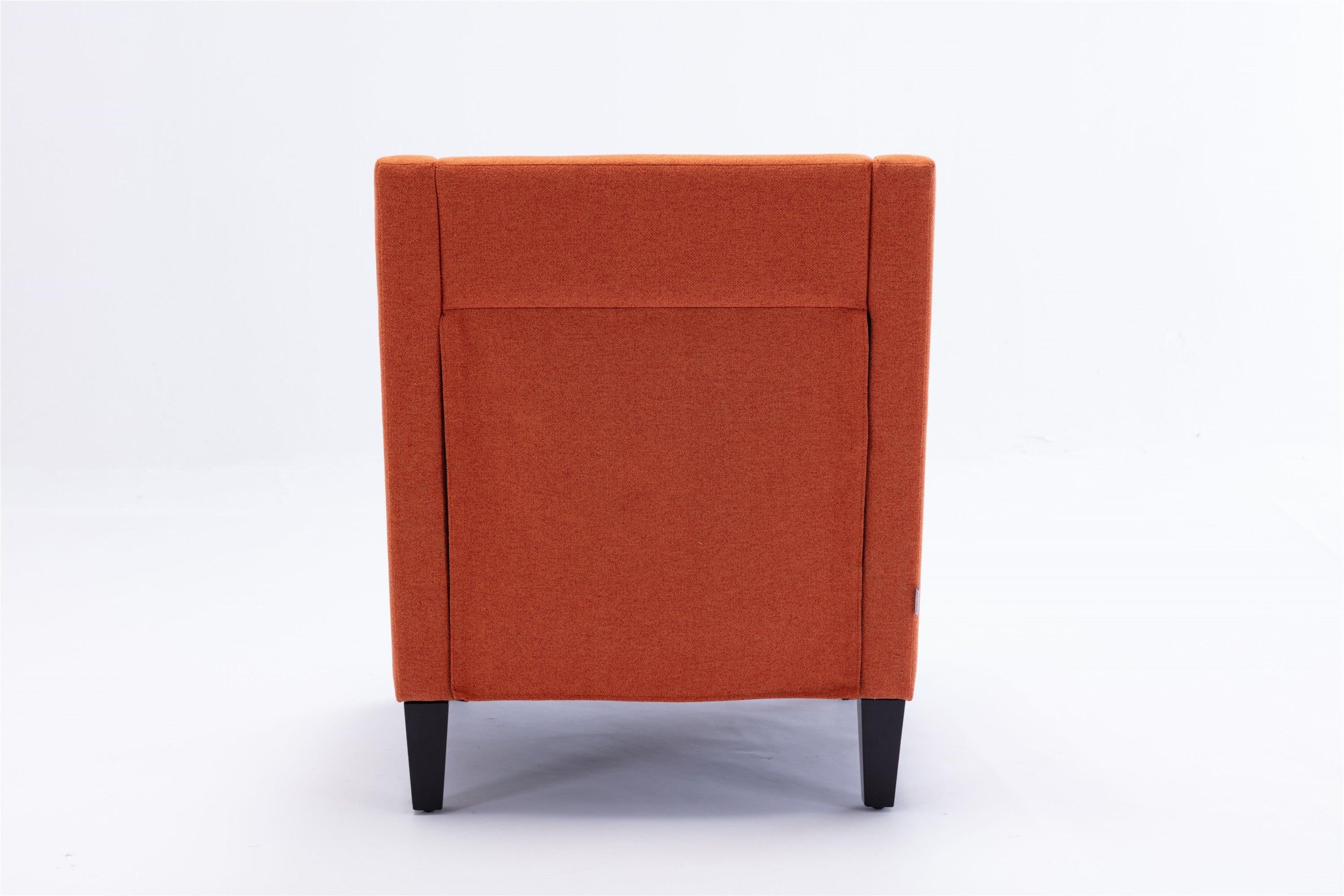 accent armchair living room chair  with nailheads and solid wood legs  Orange Linen