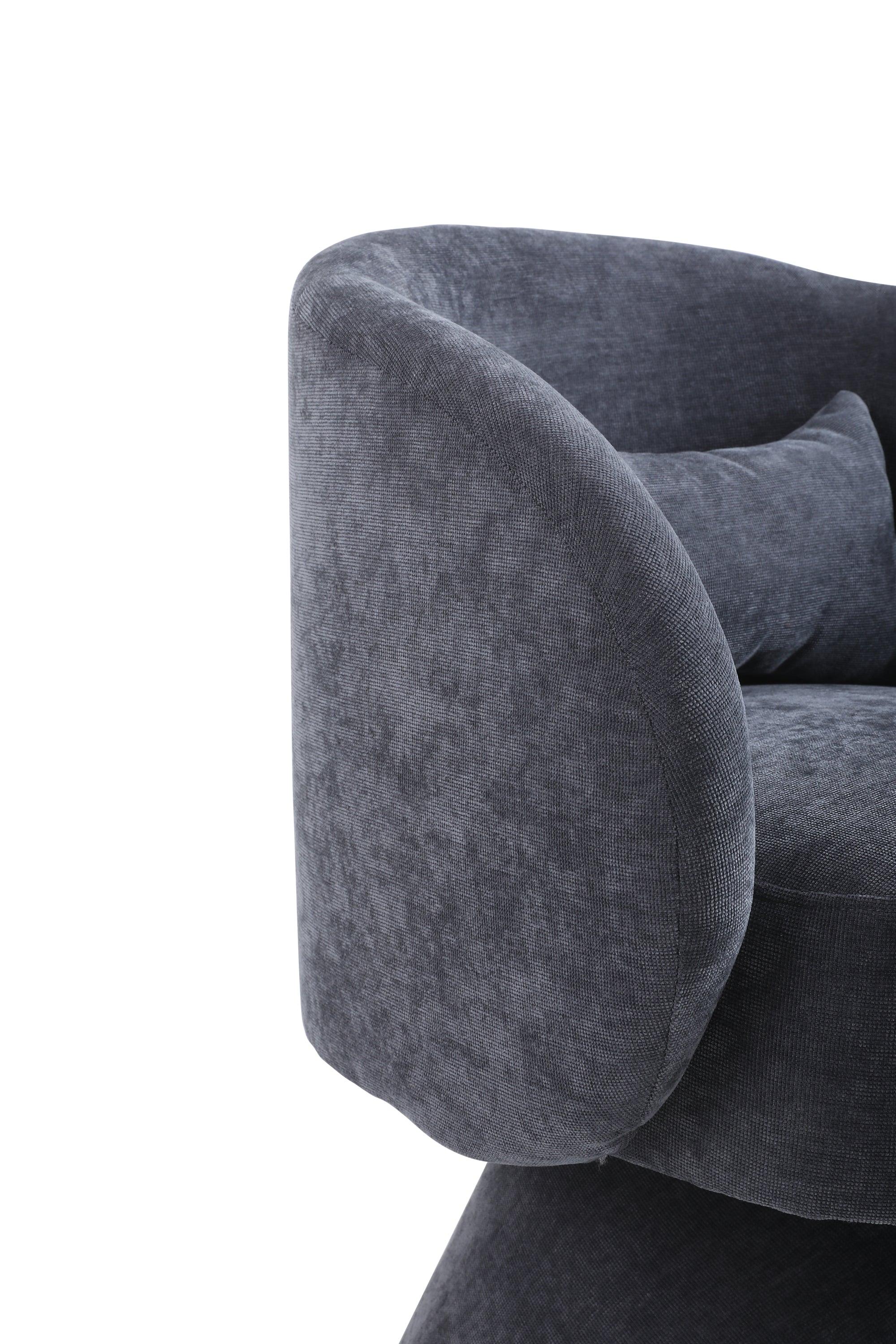 Swivel Accent Chair Armchair, Round Barrel Chair in Fabric for Living Room Bedroom(Dark Grey)