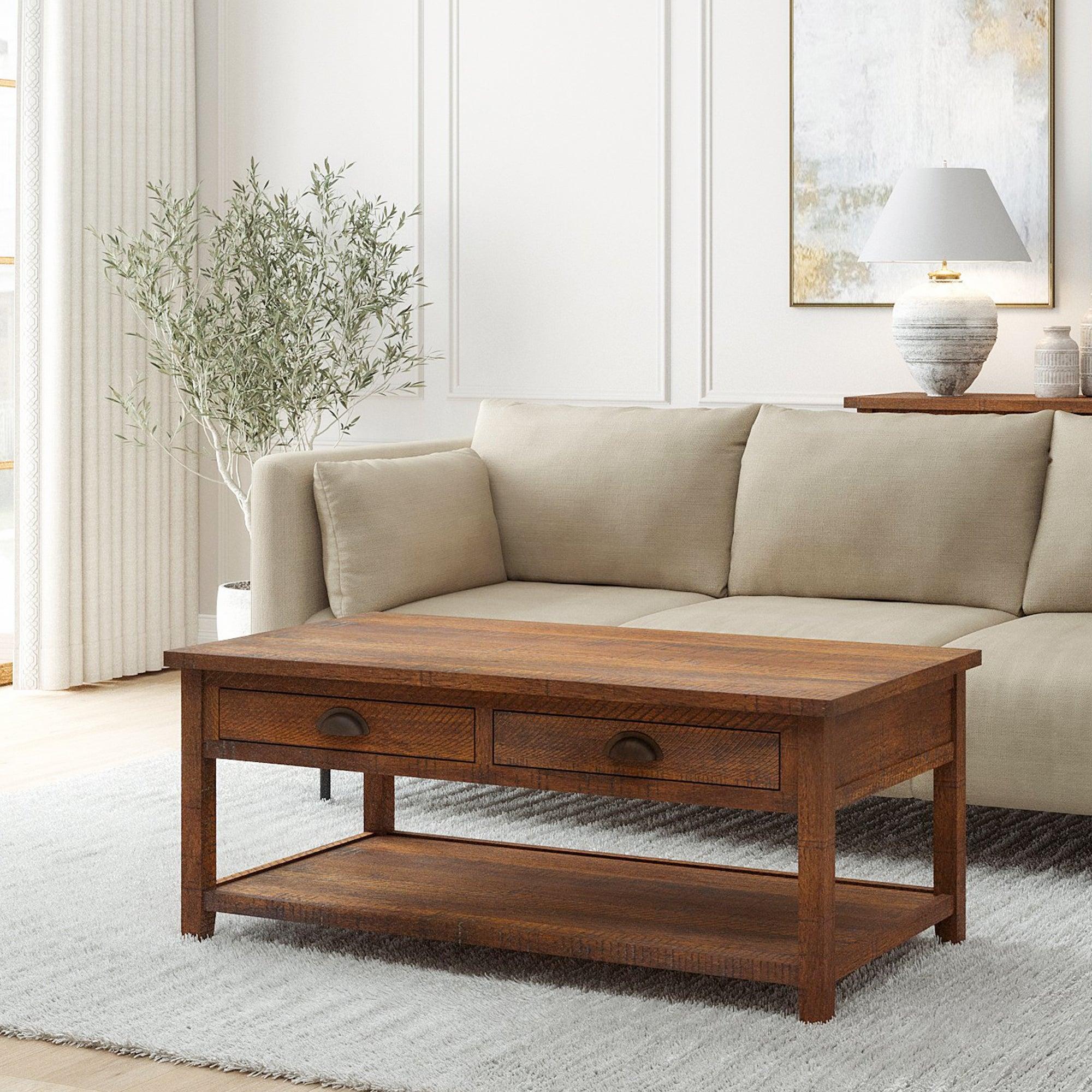 Xavier Rough Sawn Natural Wood Sofa Table