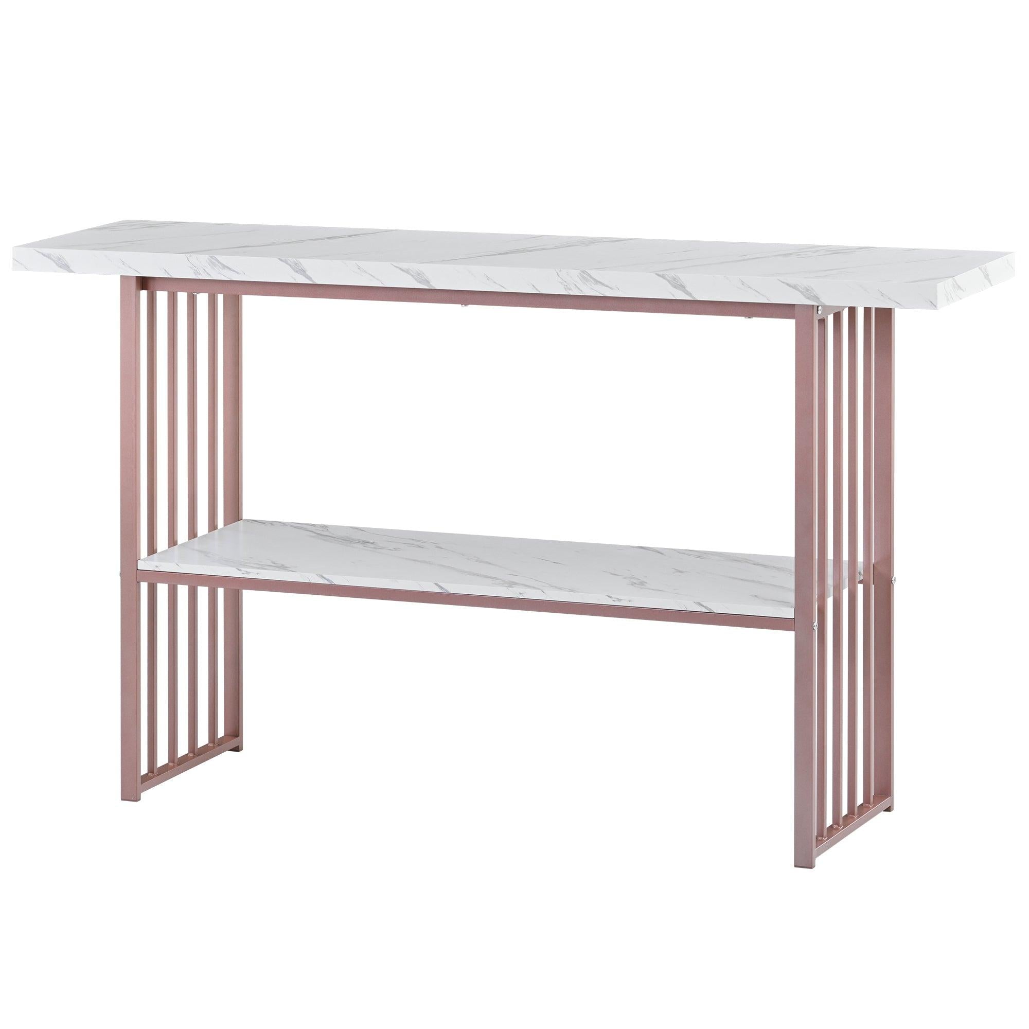 63''Modern Console Table with 2 Shelves, Extra Long Entryway Table with Metal Frame for Entryway, Hallway, Living Room, Foyer, Corridor, Office