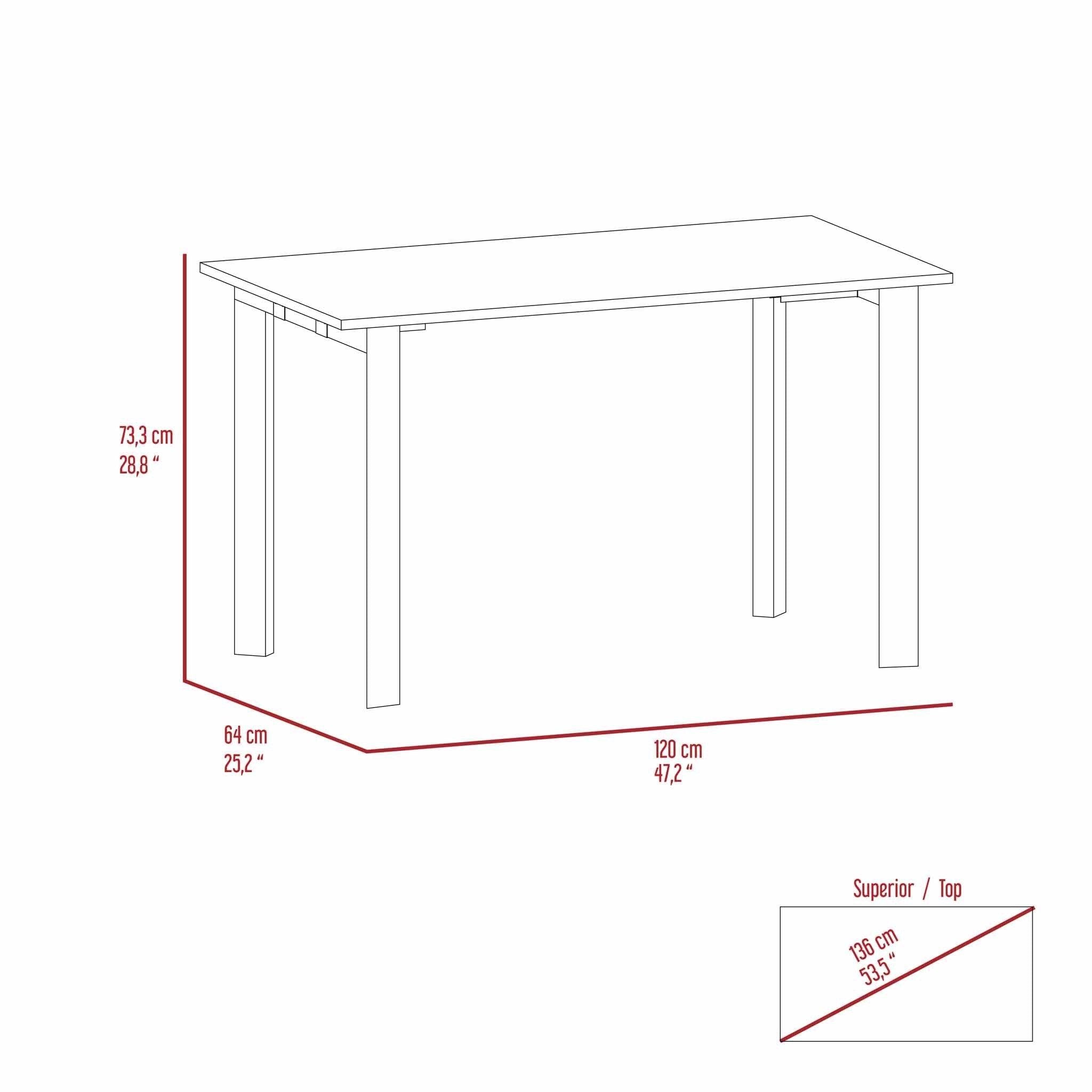 Preston Rectangle Writing Desk with Steel Legs Mahogany