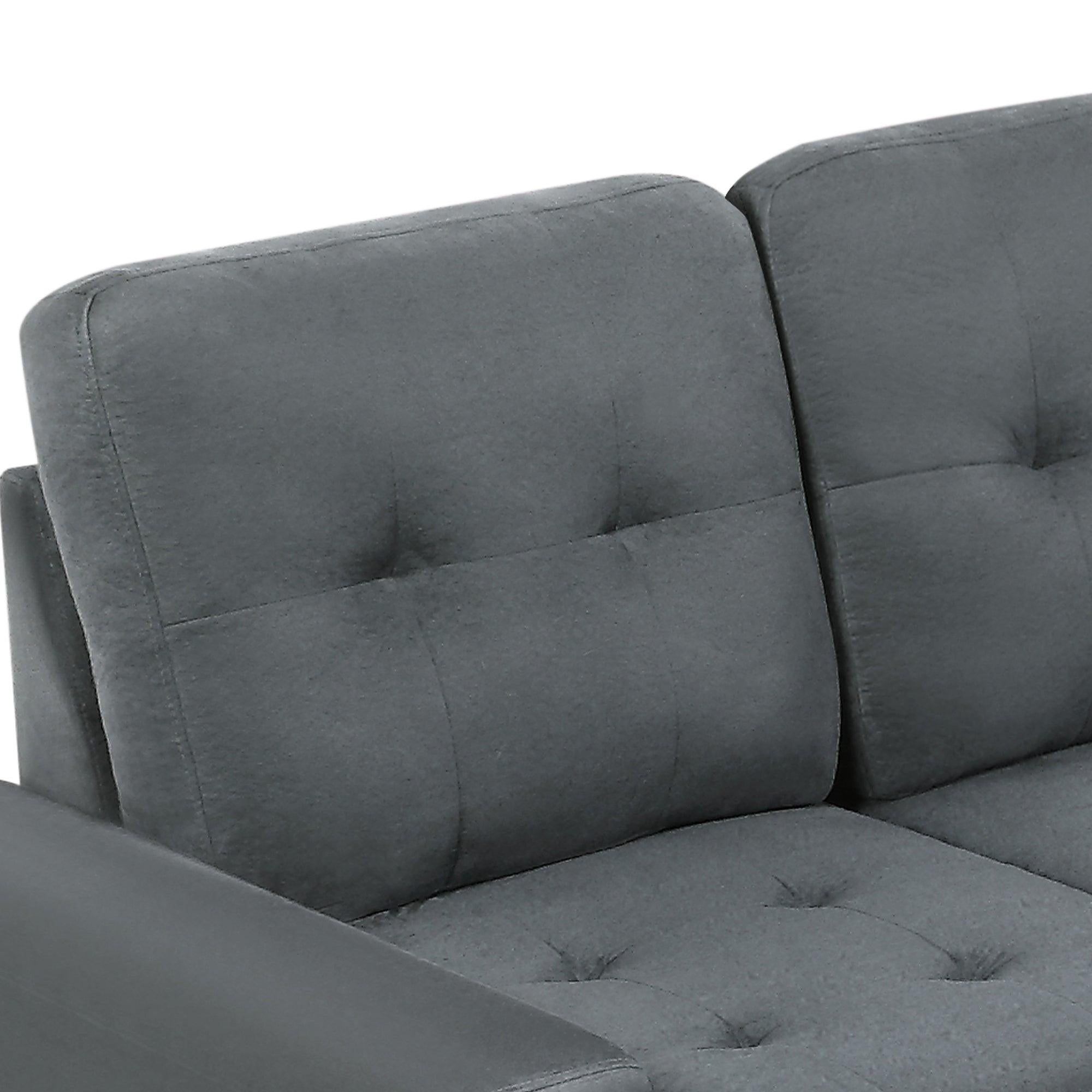 Sectional Sofa with Reversible Chaise Lounge, L-Shaped Couch withStorage Ottoman and Cup Holders