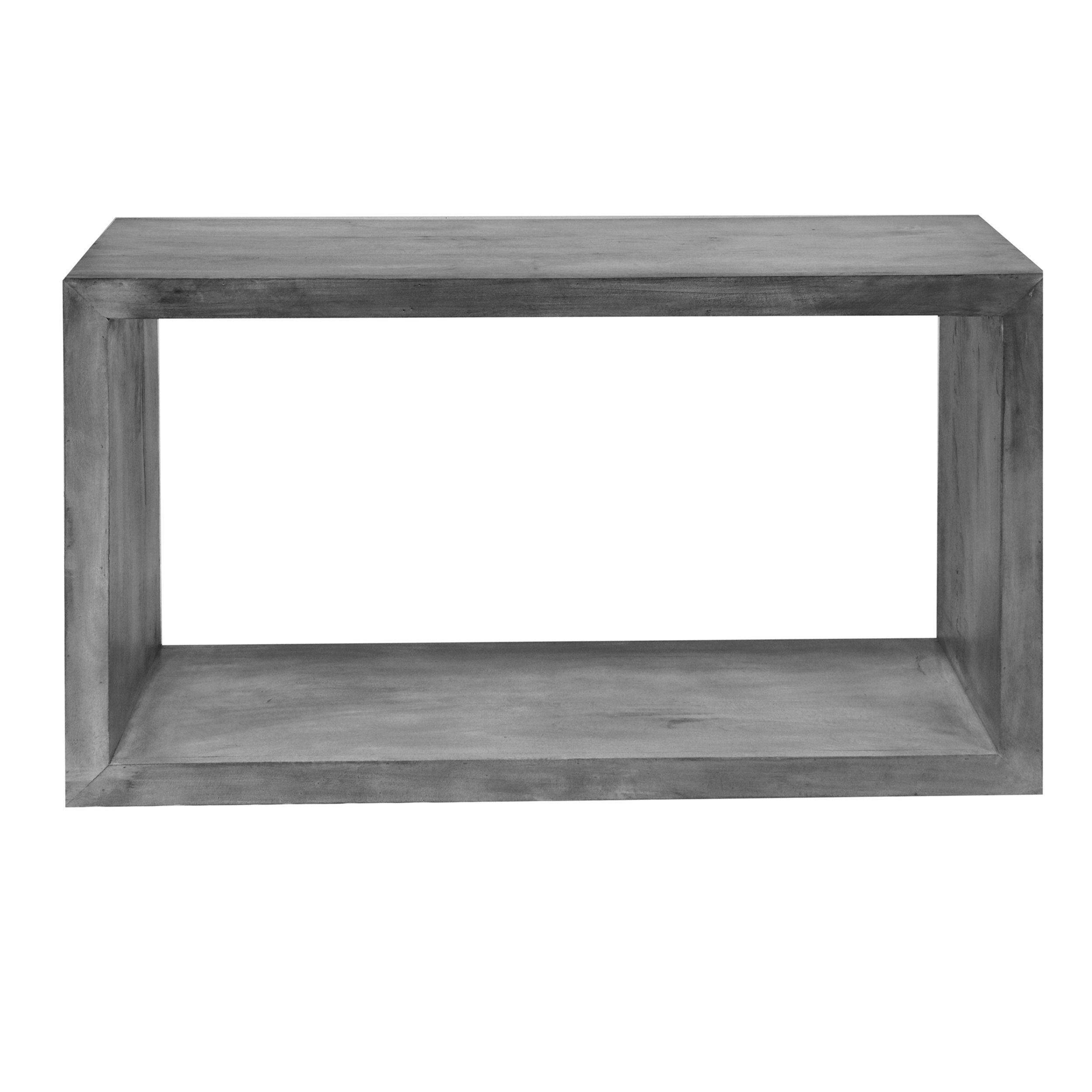 52" Cube Shape Wooden Console Table with Open Bottom Shelf, Charcoal Gray