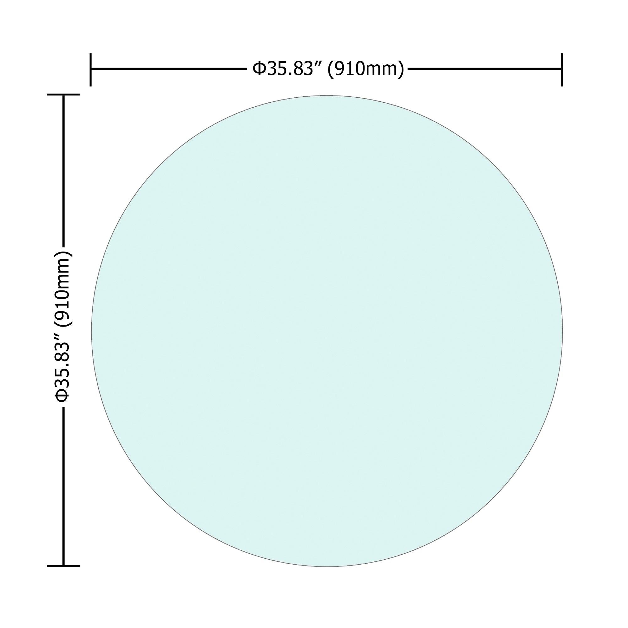 36" Inch Round Tempered Glass Table Top Clear Glass 1/4" Inch Thick Flat Polished Edge