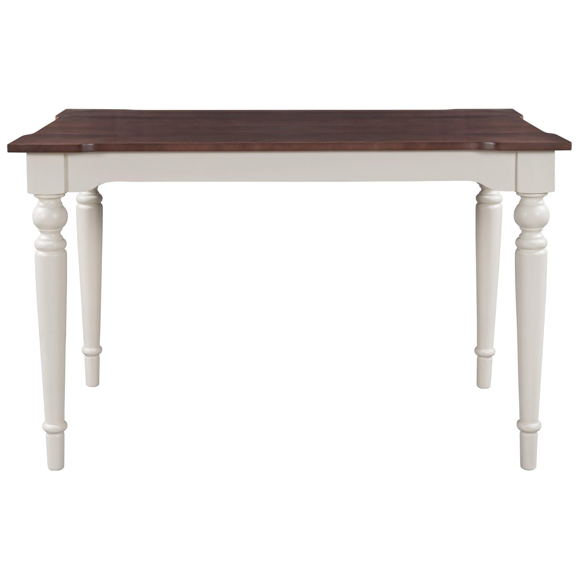 Wood Retro Classical Dining Table, Cherry Top+White Legs