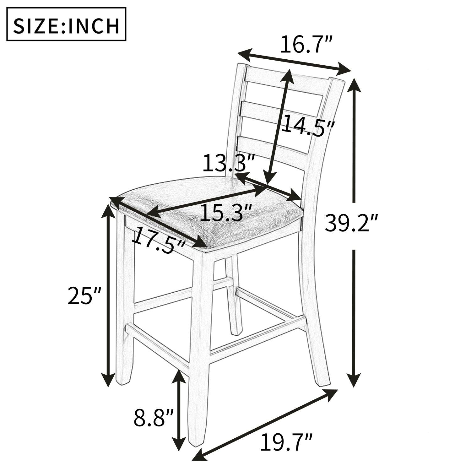 Set of 4 Wooden Counter Height Dining Chair with Padded Chairs, Espresso