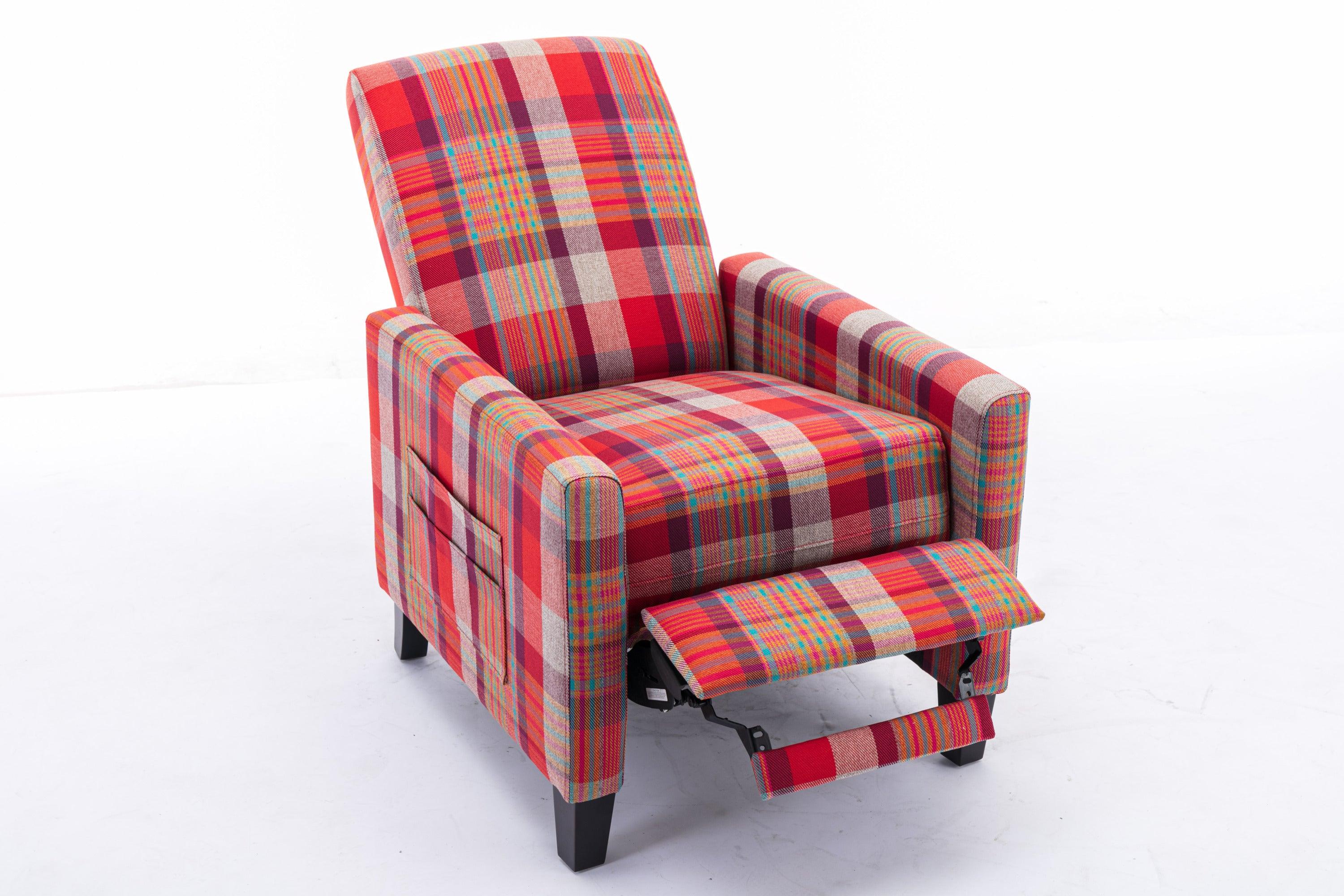 Red recline chair,The red cloth chair is convenient for home use, comfortable and the cushion is soft，Easy to adjust backrest Angle