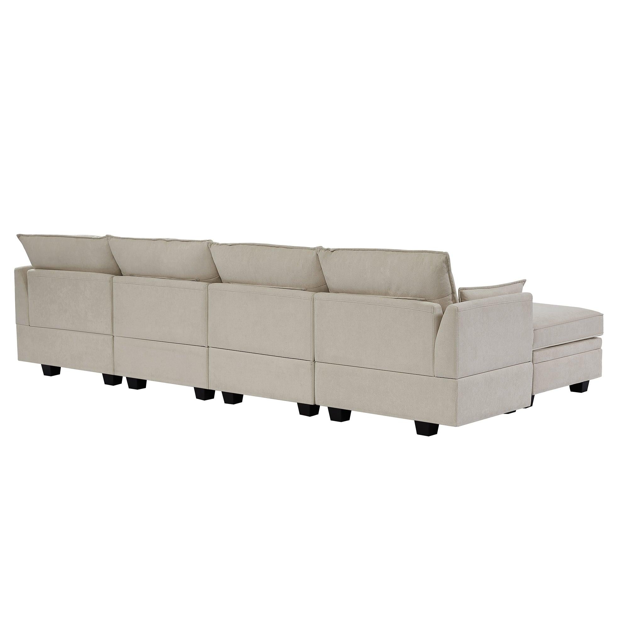 Modern Large U-Shape Modular Sectional Sofa,  Convertible Sofa Bed with Reversible Chaise for Living Room,Storage Seat