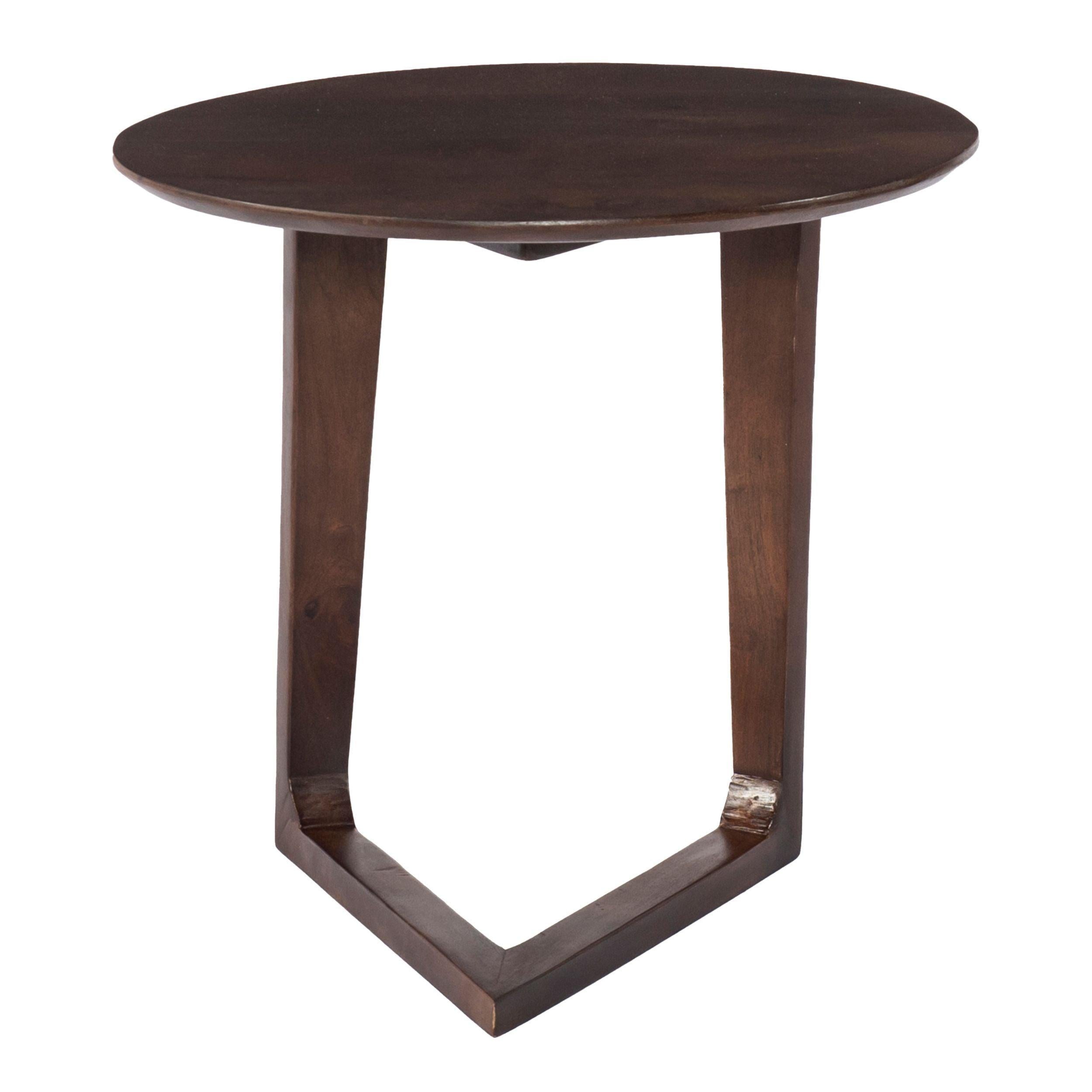 ManWood Round Side Table with  and Cantilever Base, Brown