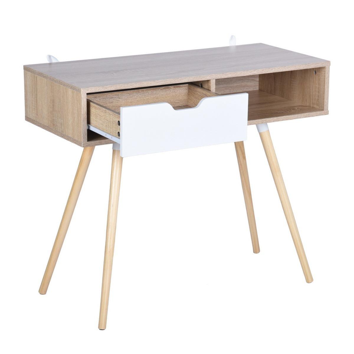 35.4" Writing Computer Desk With Drawer, Oak