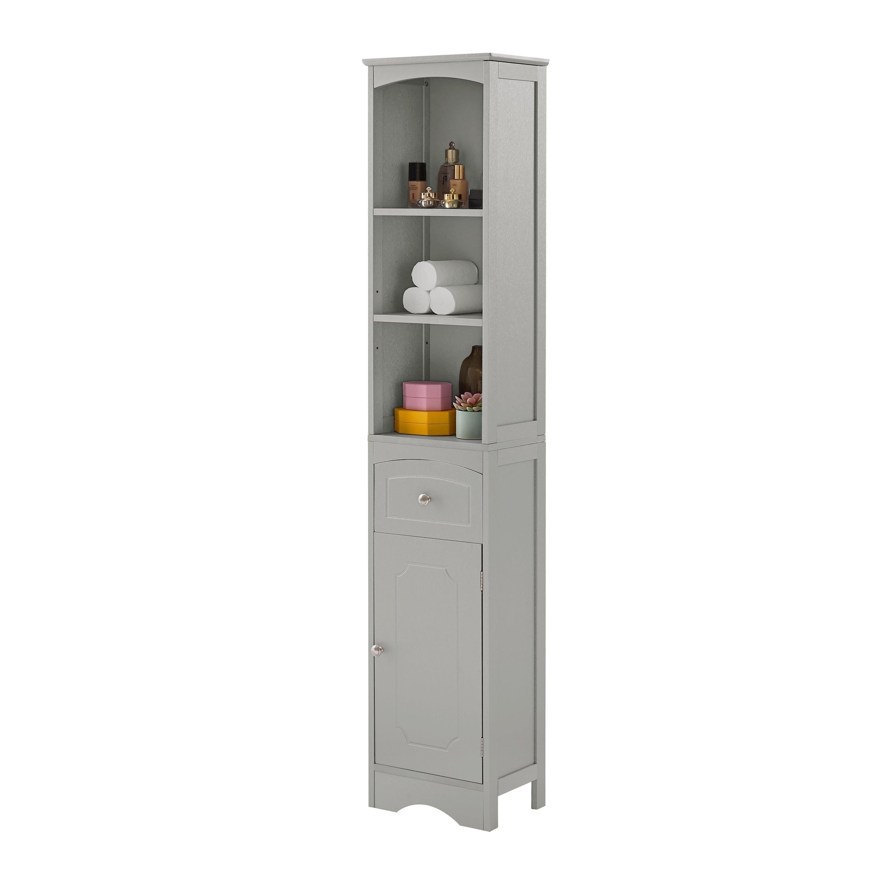 Tall Bathroom Cabinet, FreestandingStorage Cabinet with Drawer, MDF Board, Adjustable Shelf, Grey