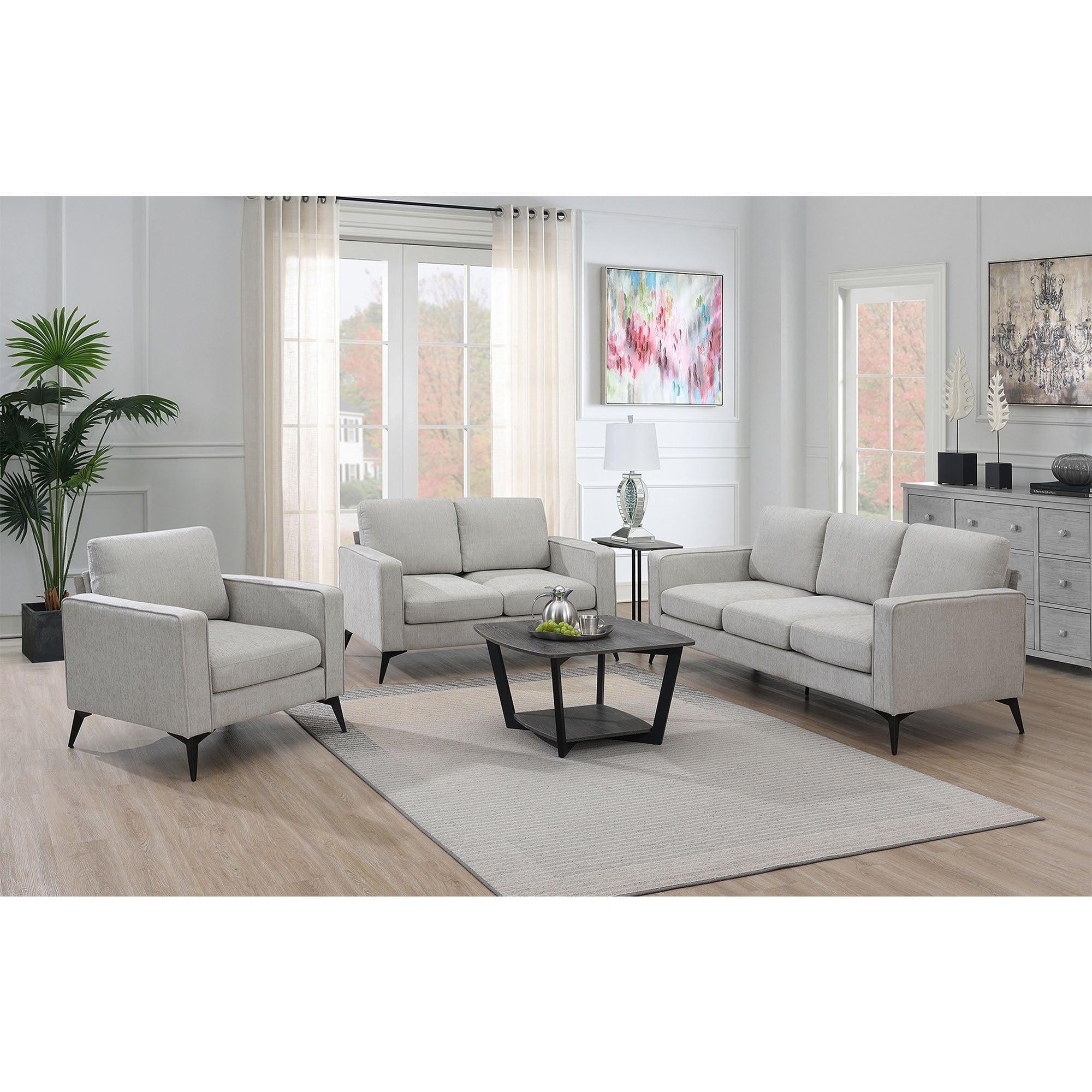 Modern 3-Piece Sofa Sets with Sturdy Metal Legs,Chenille Upholstered Couches Sets Including 3-Seat Sofa, Loveseat and Single Chair for Living Room Furniture Set (1+2+3 Seat)