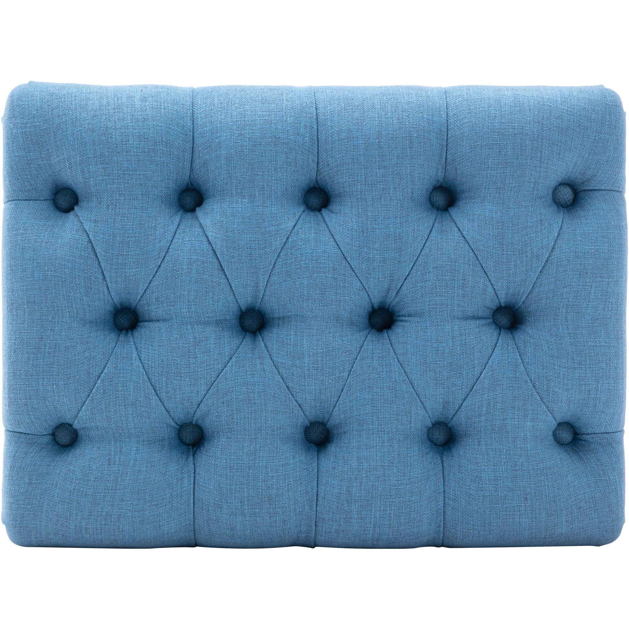 Accent Chair,Button-Tufted Upholstered Chair Set ,Mid CenturyModern Chair with Linen Fabric and Ottoman for Living Room Bedroom Office Lounge,Blue