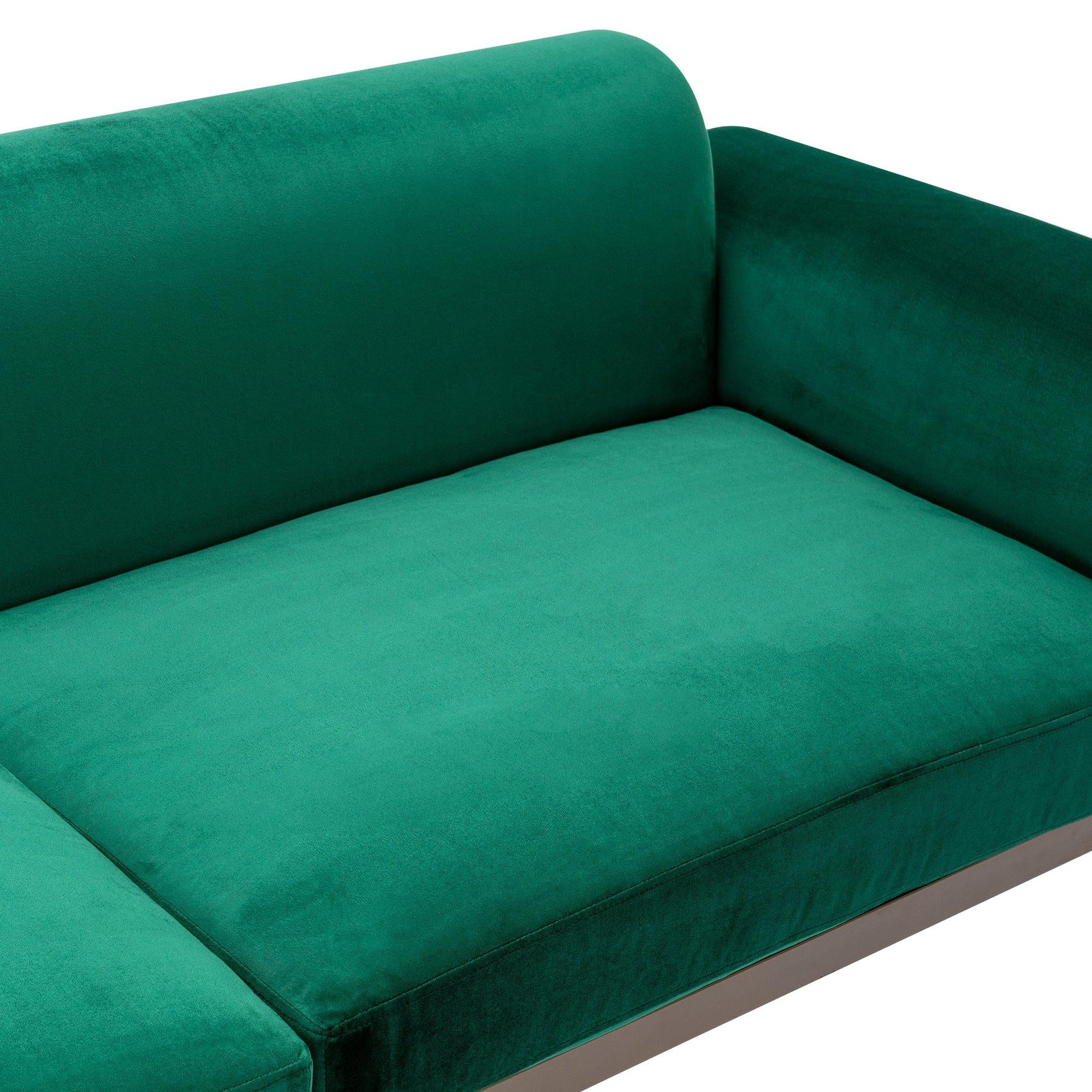 Modern Velvet Sofa with Metal Legs,Loveseat Sofa Couch with Two Pillows for Living Room and Bedroom, Green