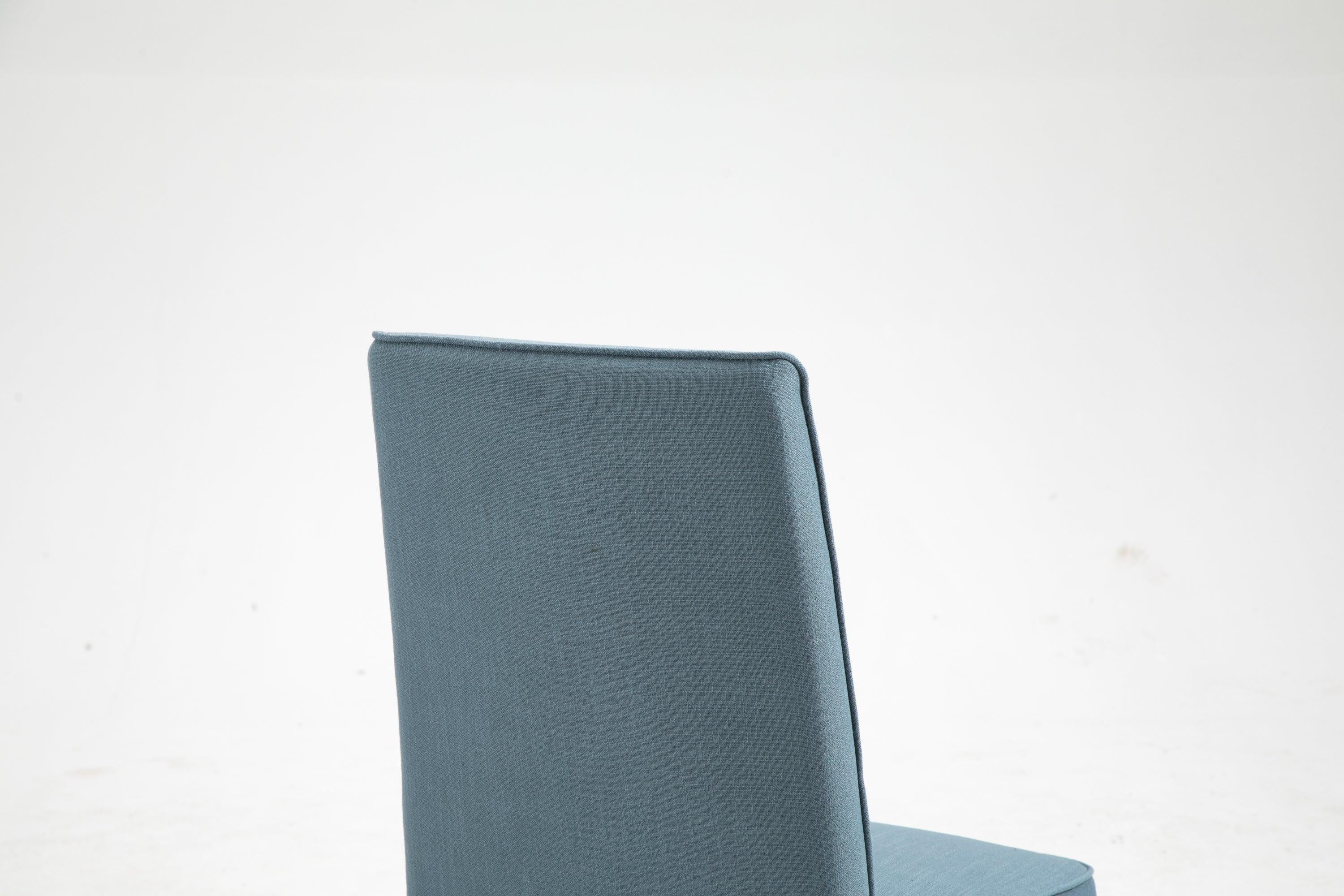 Cover Removable Interchangeable and Washable Blue Linen Upholstered Parsons Chair with Solid Wood Legs 2 PCS