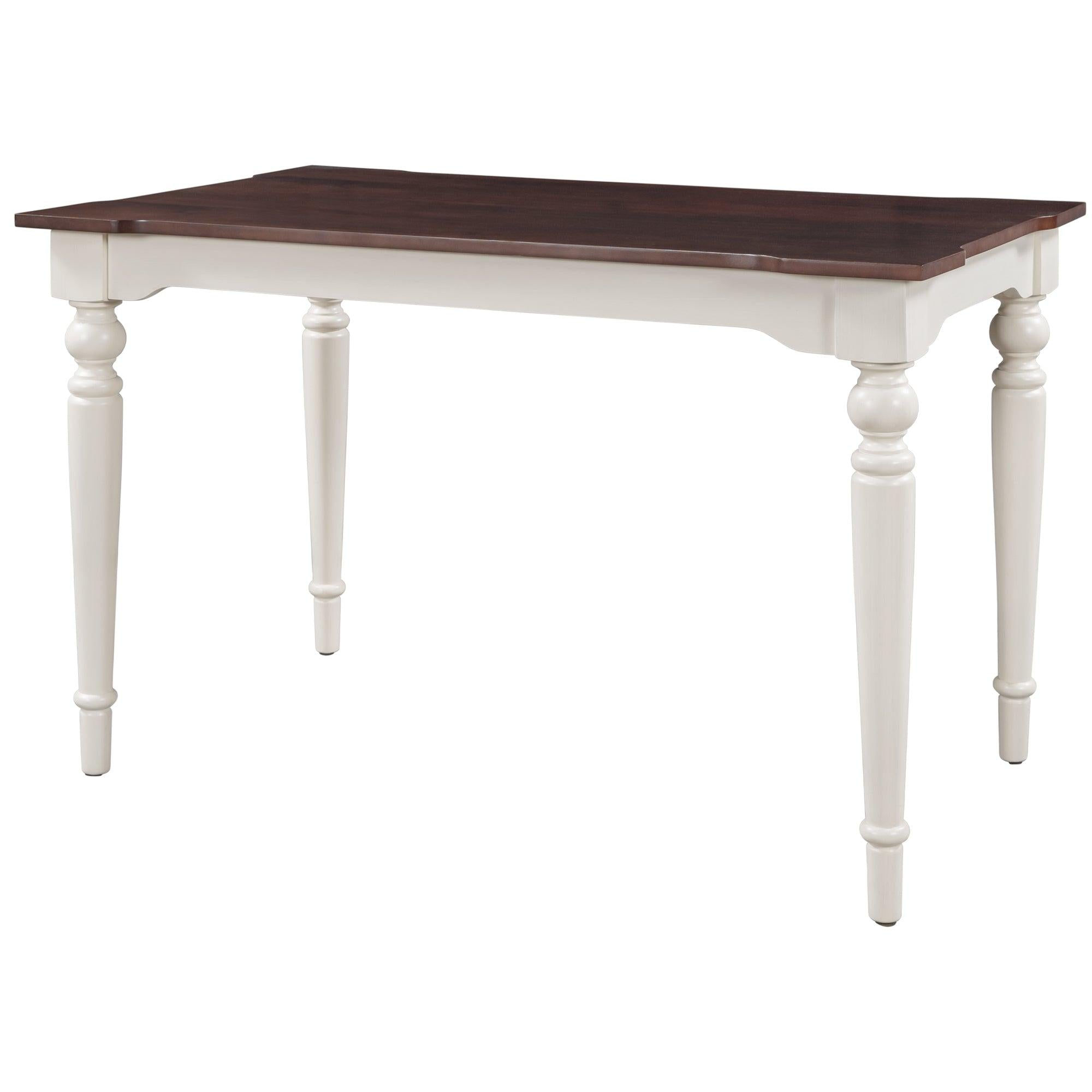 Wood Retro Classical Dining Table, Cherry Top+White Legs