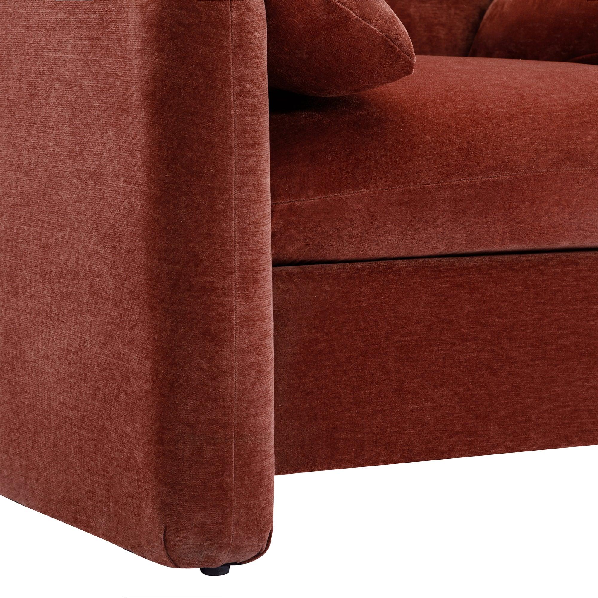 Modern Style Chenille Oversized Armchair Accent Chair Single Sofa Lounge Chair 38.6''W for Living Room, Bedroom, Claret Red