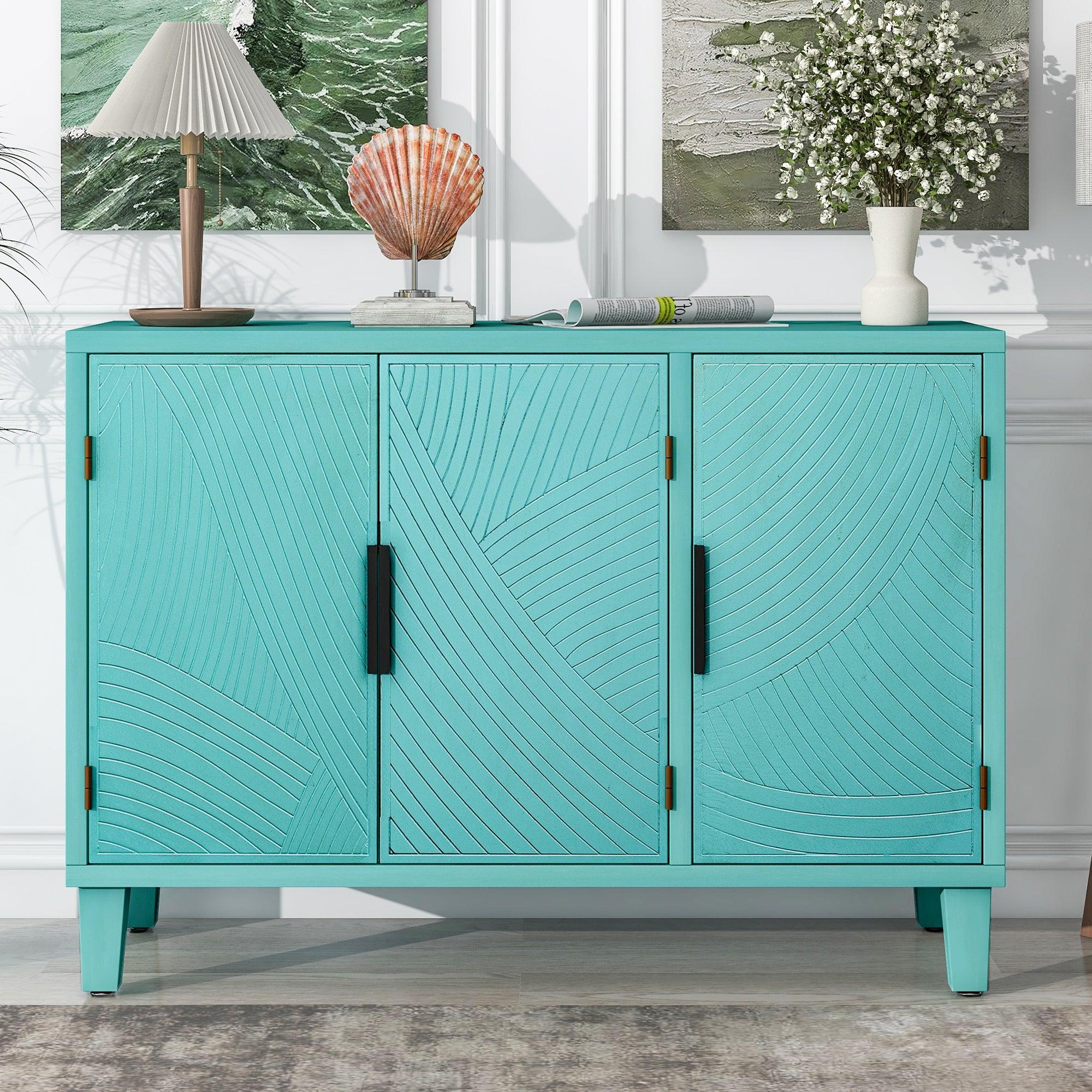 AccentStorage Cabinet Sideboard Wooden Cabinet with Antique Pattern Doors for Hallway, Entryway, Living Room, Bedroom