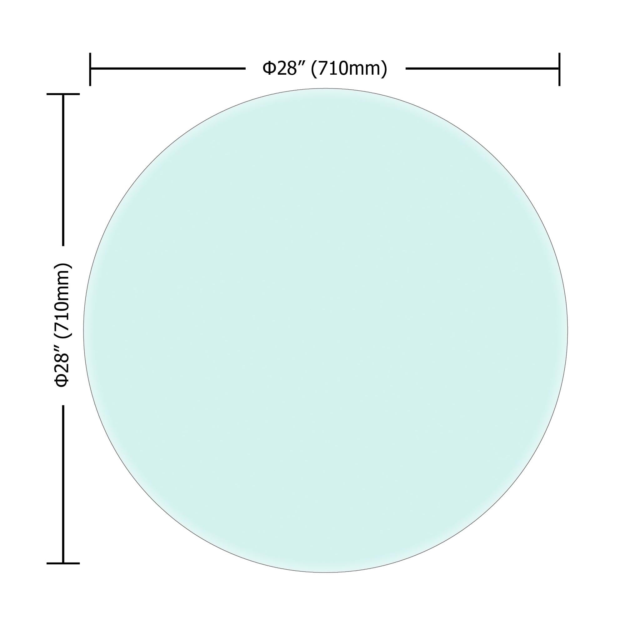 28" Inch Round Tempered Glass Table Top Clear Glass 3/8 Inch Thick Beveled Polished Edge