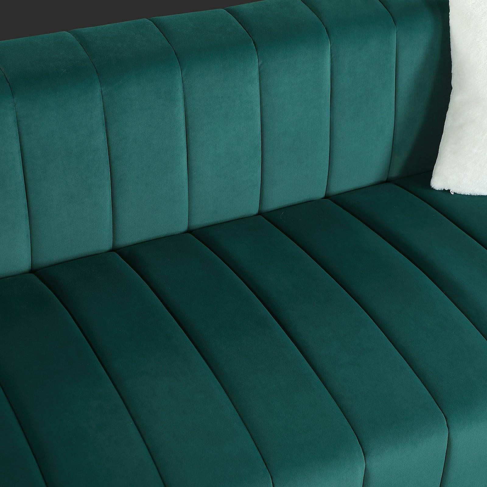 AModern  channel sofa  take on a traditional Chesterfield,Dark Green color,3 Seater