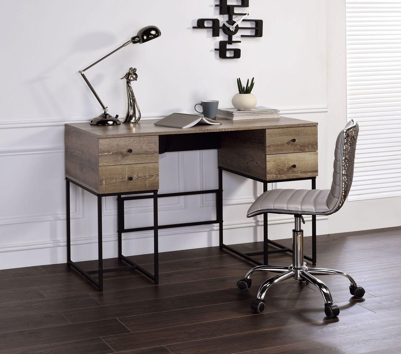 ACME Desirre Desk, Rustic Oak & Black 92640 image