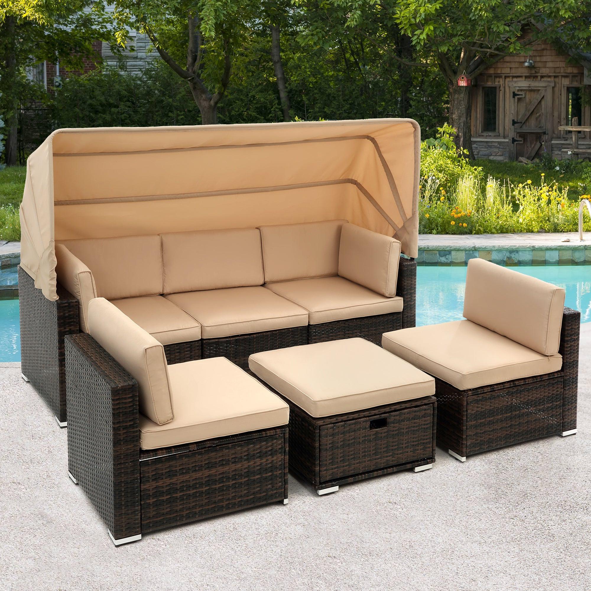 Modern outdoor sunbathing rattan sofa wholesale steel pool furniture chaise metal outdoor chair modular sectional sofa sets with roof image