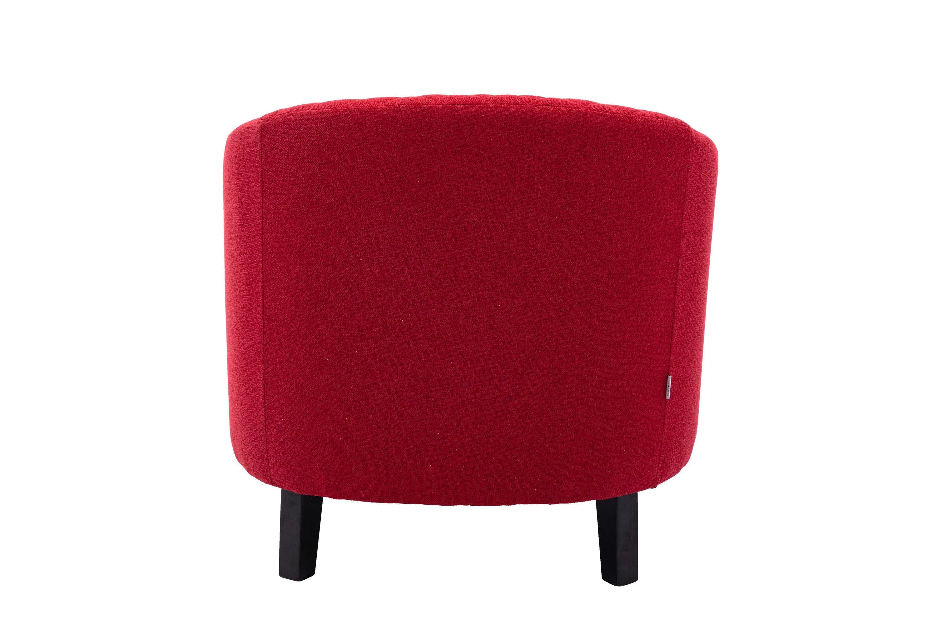 accent Barrel chair living room chair with nailheads and solid wood legs  Red  Linen