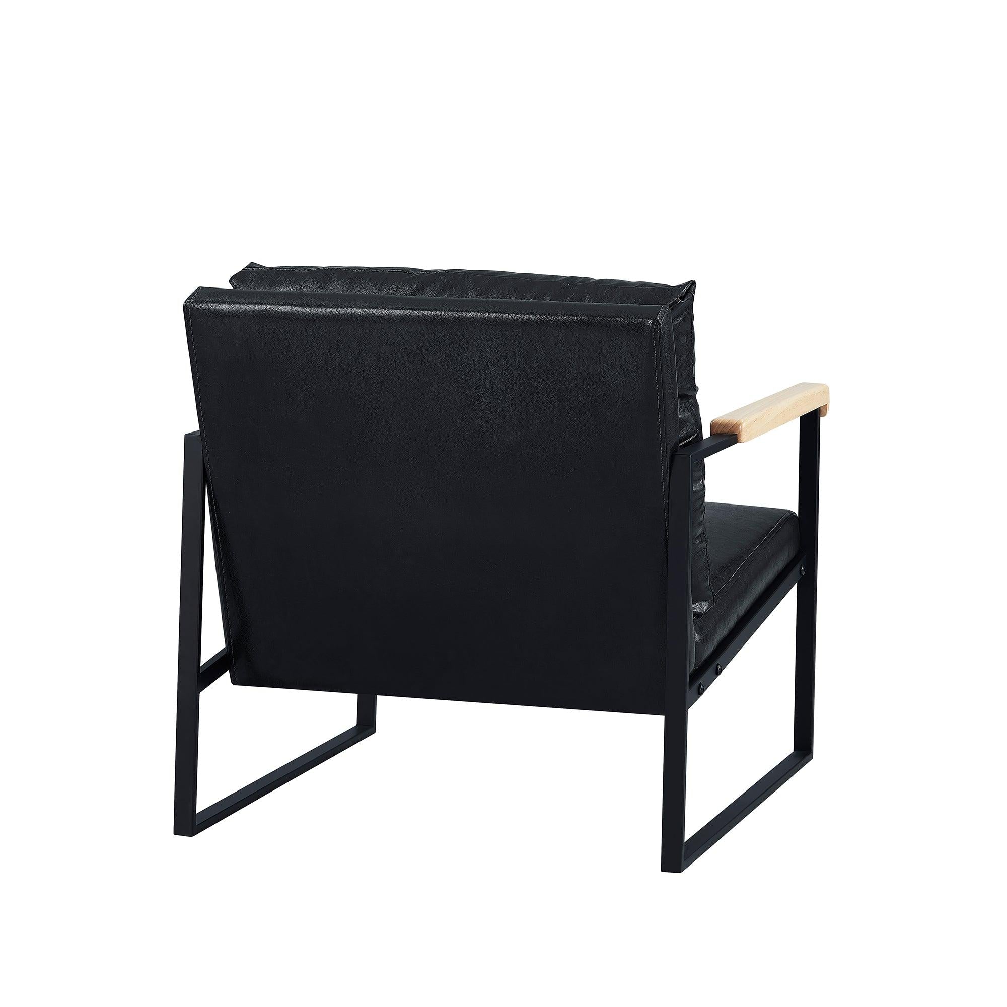 Metal Frame with Faux Leather Upholstery  Chair (Black)