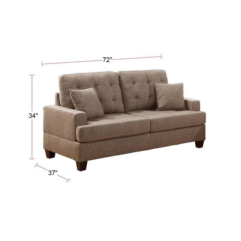 Living Room Furniture 2pc Sofa Set Coffee Polyfiber Tufted Sofa Loveseat w Pillows Cushion Couch Plywood base